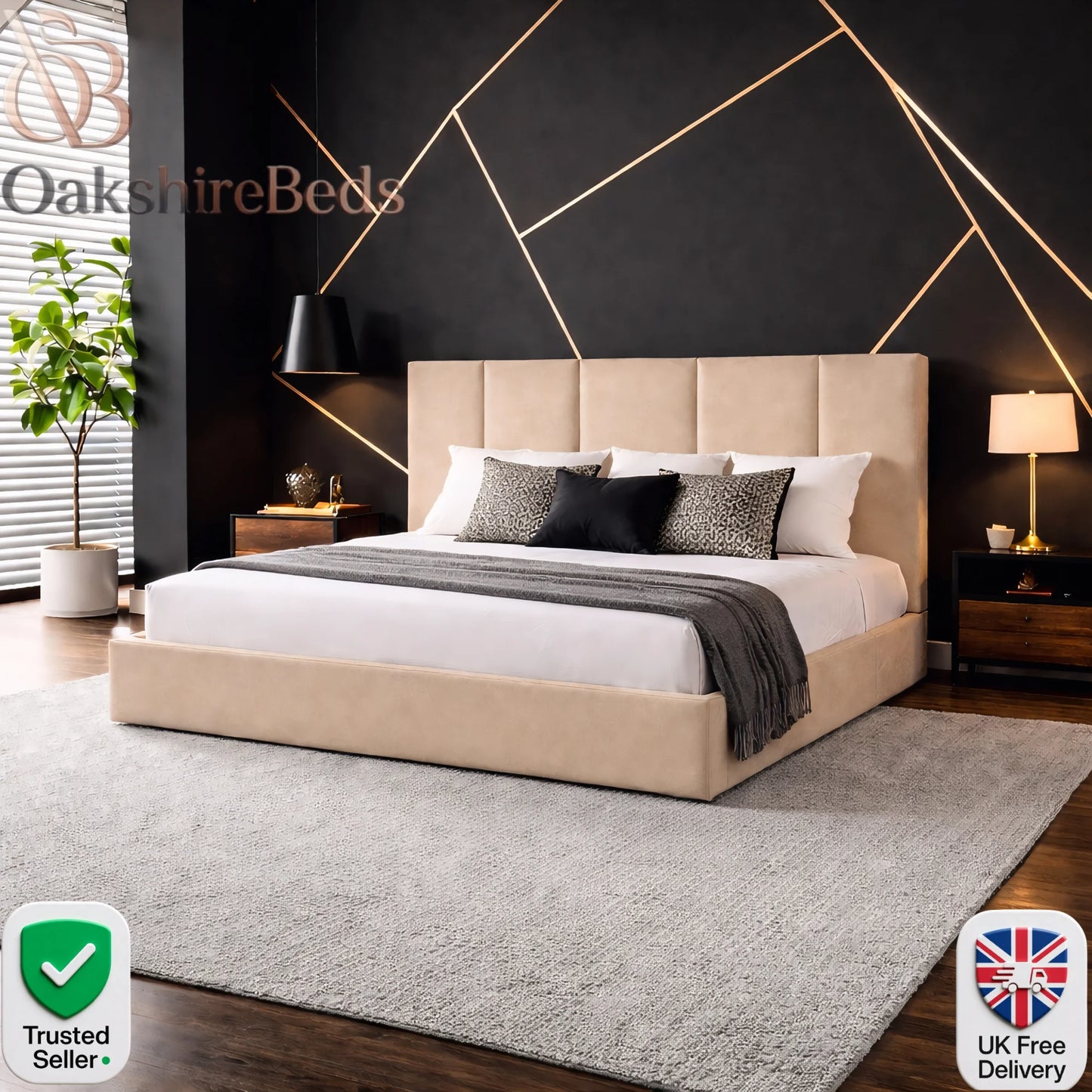 title Kyron Bed  Luxury Upholstered Bed Frame with Storage Options | OakshireBeds UK