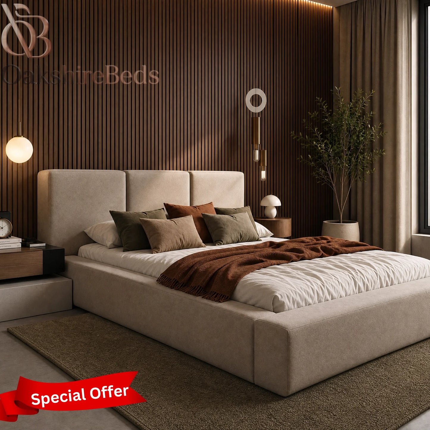 Lennox Bed UK | Luxury Ottoman Storage Bed with Fixed 40" Headboard | OakshireBeds