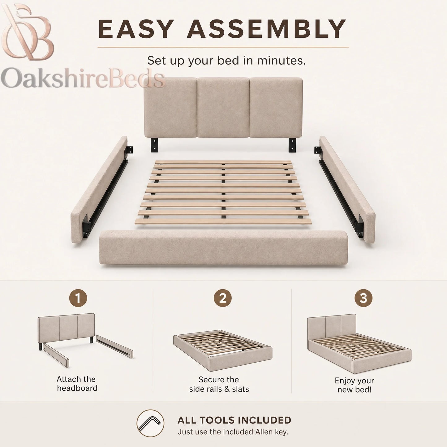 Lennox Bed UK | Luxury Ottoman Storage Bed with Fixed 40" Headboard | OakshireBeds