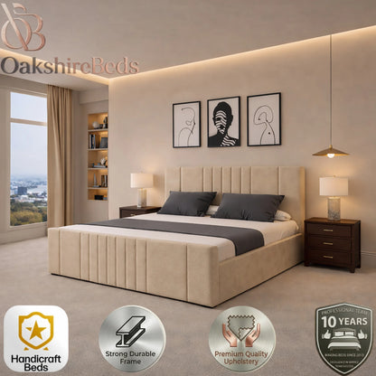 Title  Lilly Upholstered ottoman Bed Frame UK | Luxury Storage Bed | OakshireBeds