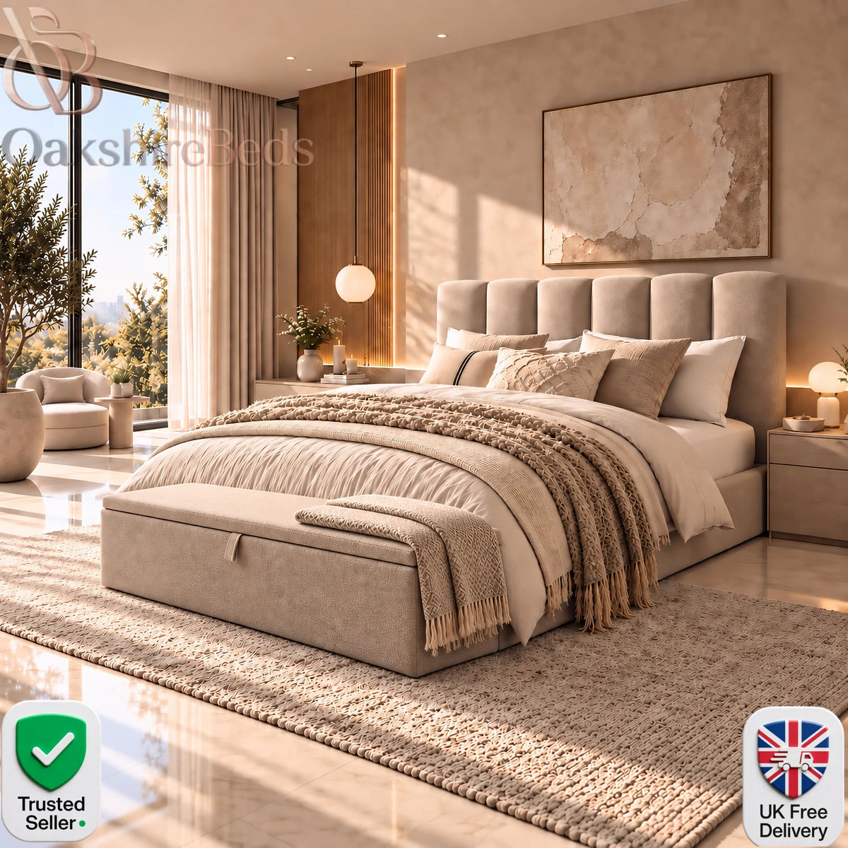 Linso Upholstered Bed | Optional Storage | OakshireBeds
