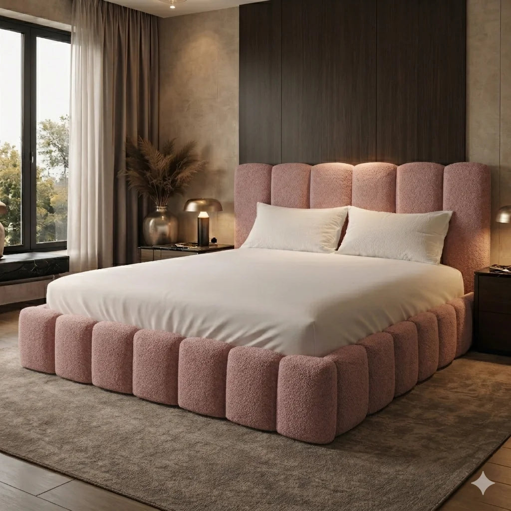 Luxury Ottoman Storage Velano Bed UK  Upholstered Storage Bed pink color