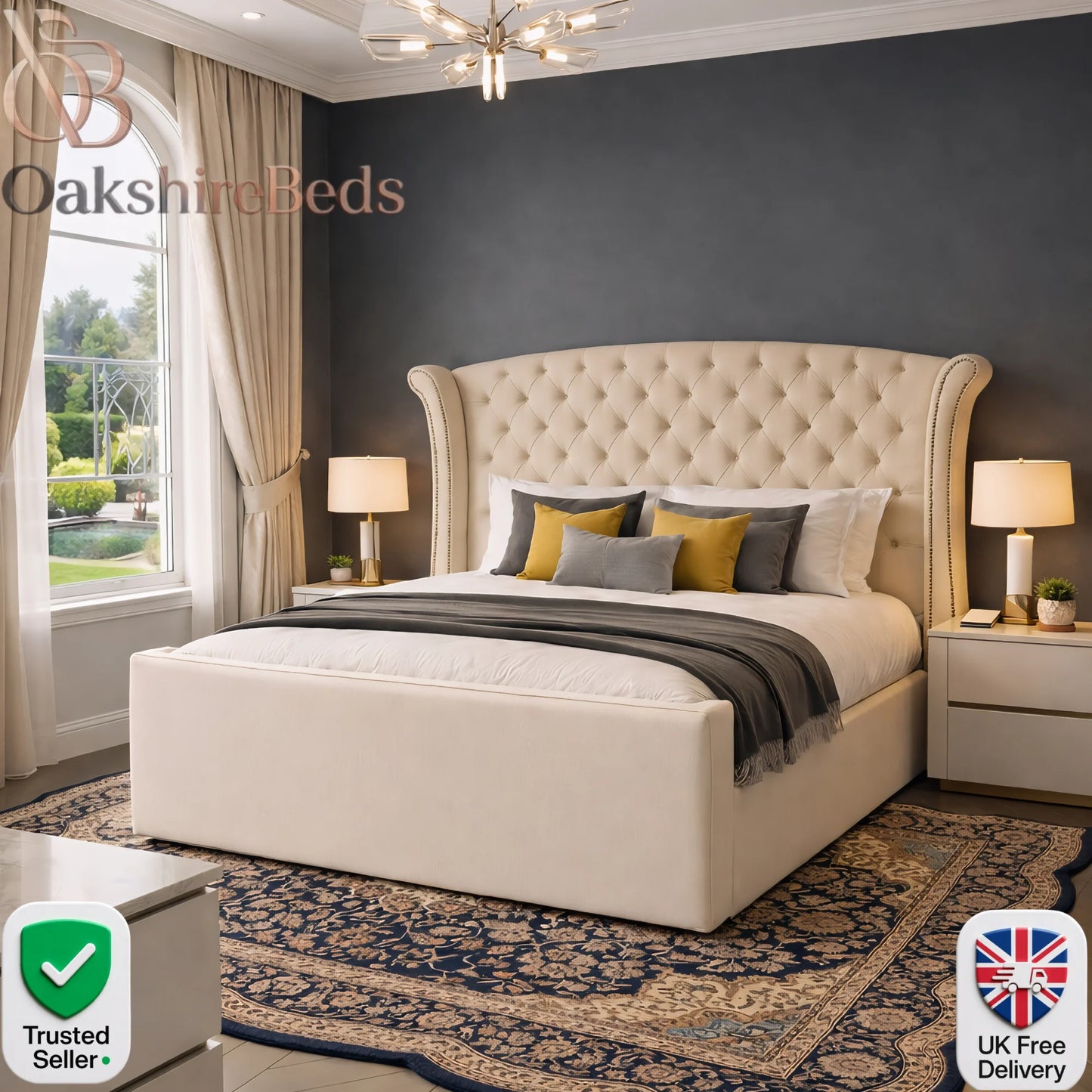 Luxury Upholstered Laila Bed UK | Winged Headboard & Handmade Design