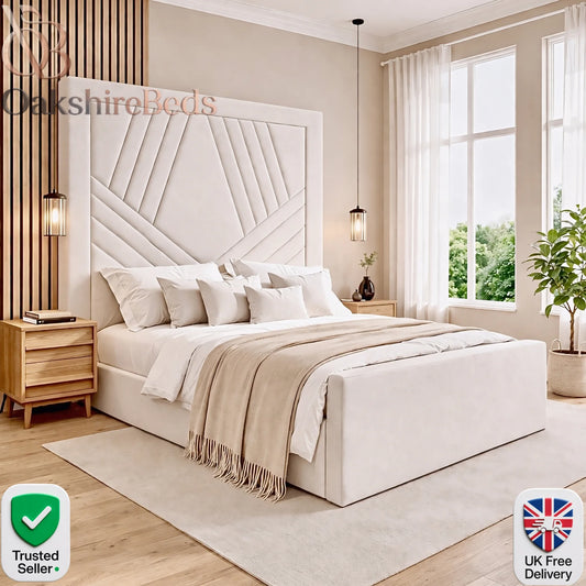 Oren Bed Frame UK – Luxury Upholstered Bed with 70” Headboard | OakshireBeds