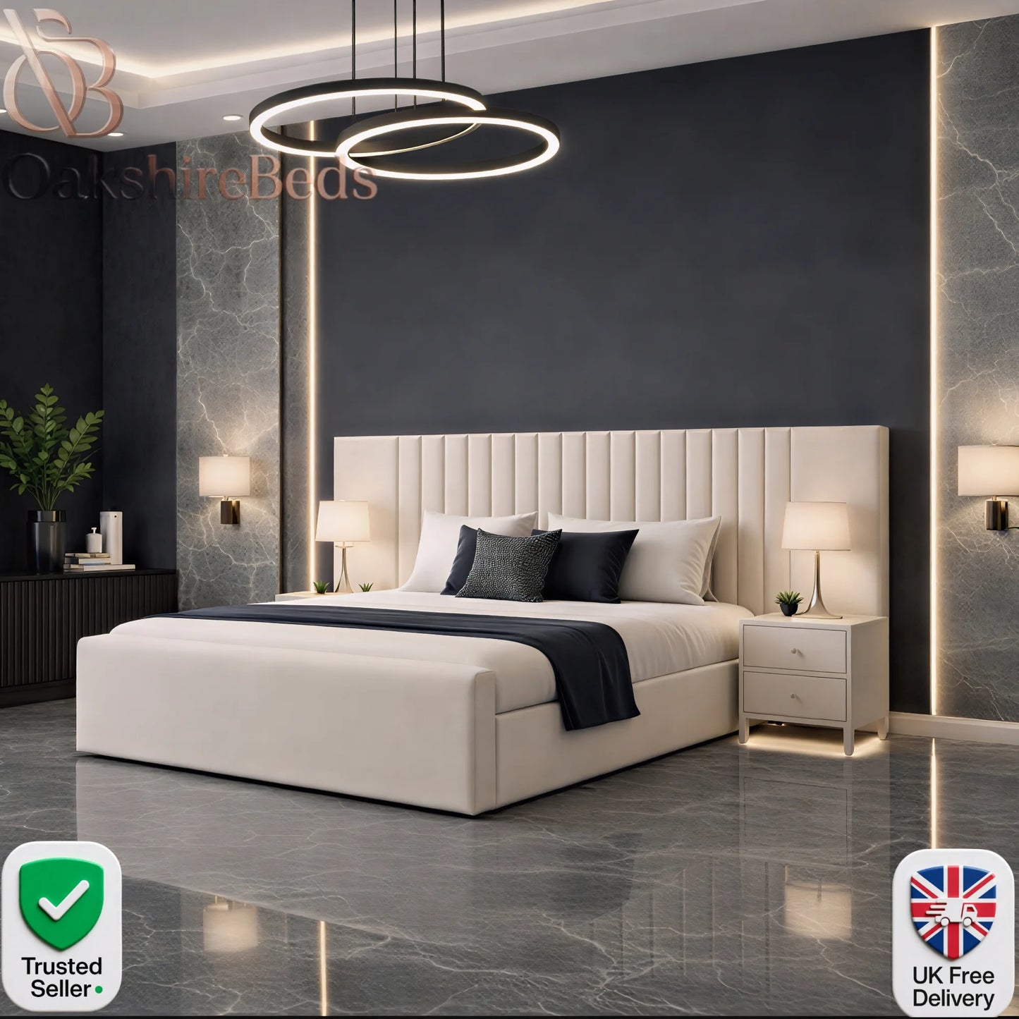 Luxury Winged Upholstered Bed UK | Leonardo Bed 14” Extended Design
