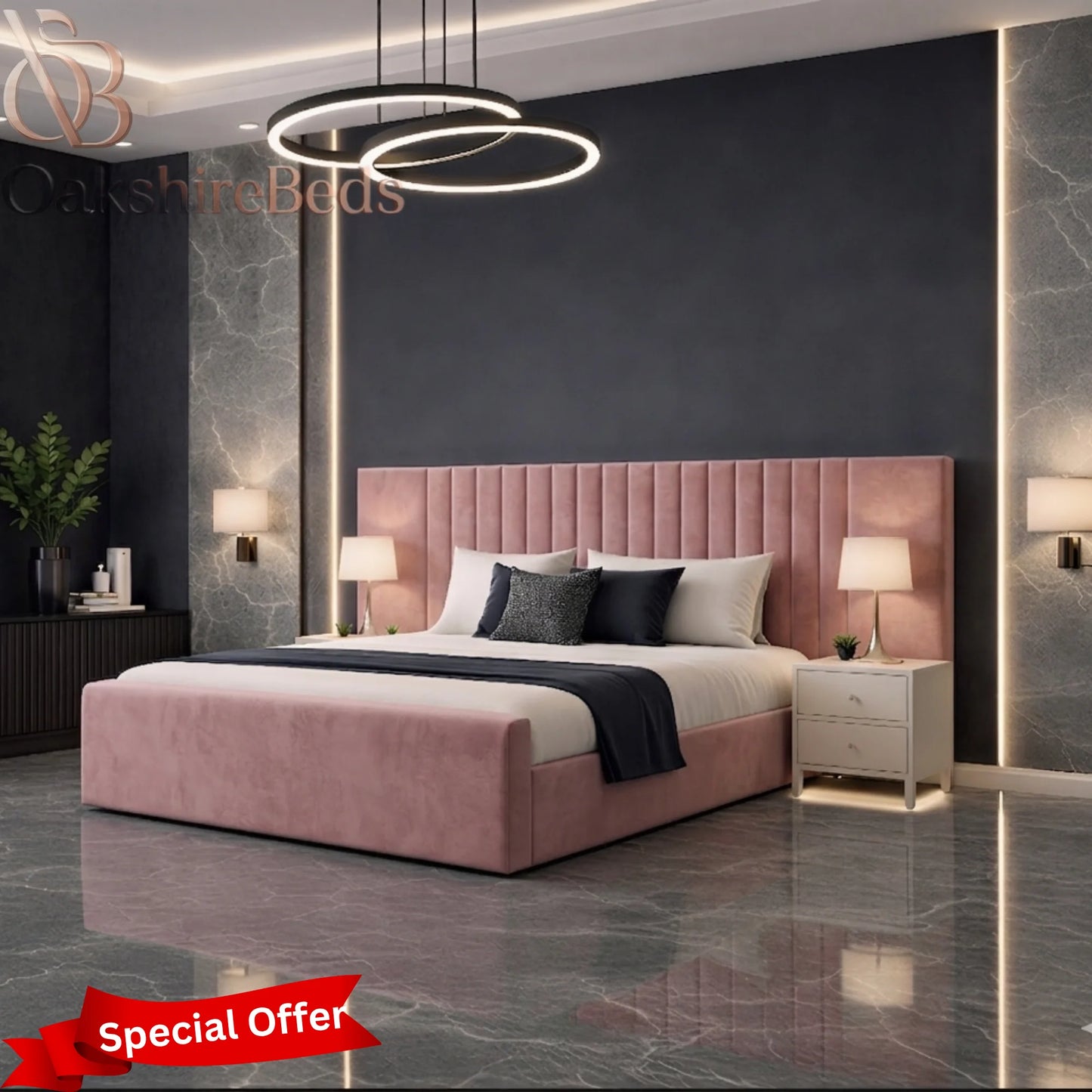 Luxury Winged Upholstered Bed UK | Leonardo Bed 14” Extended Design