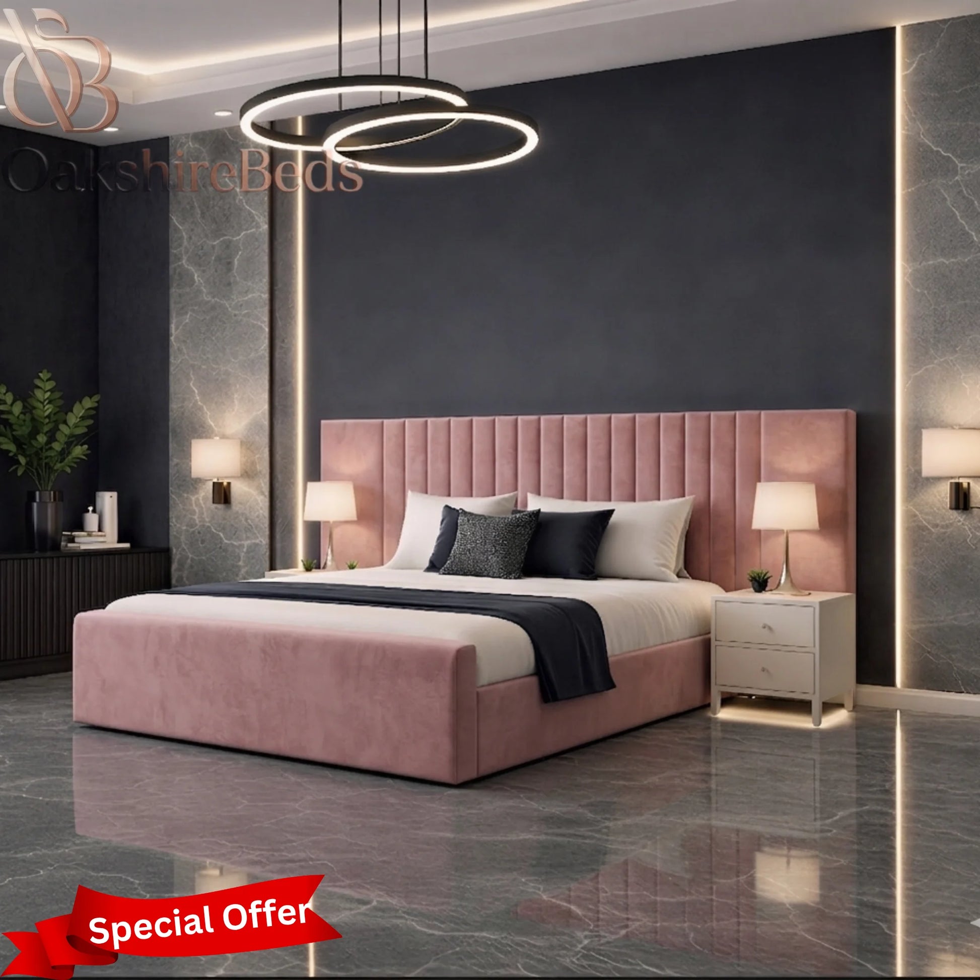 Luxury Winged Upholstered Bed UK | Leonardo Bed 14” Extended Design