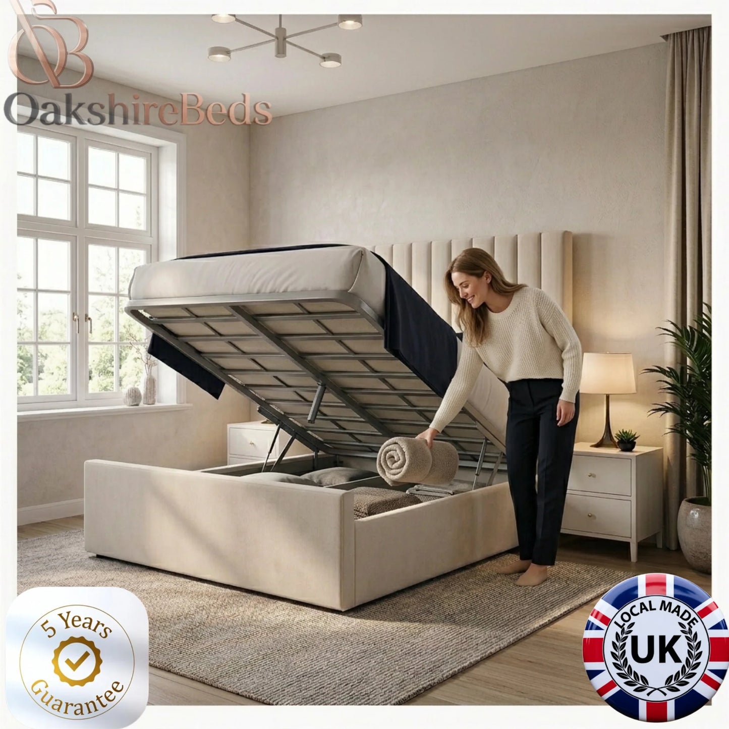 Luxury Winged Upholstered Bed UK | Leonardo Bed 14” Extended Design