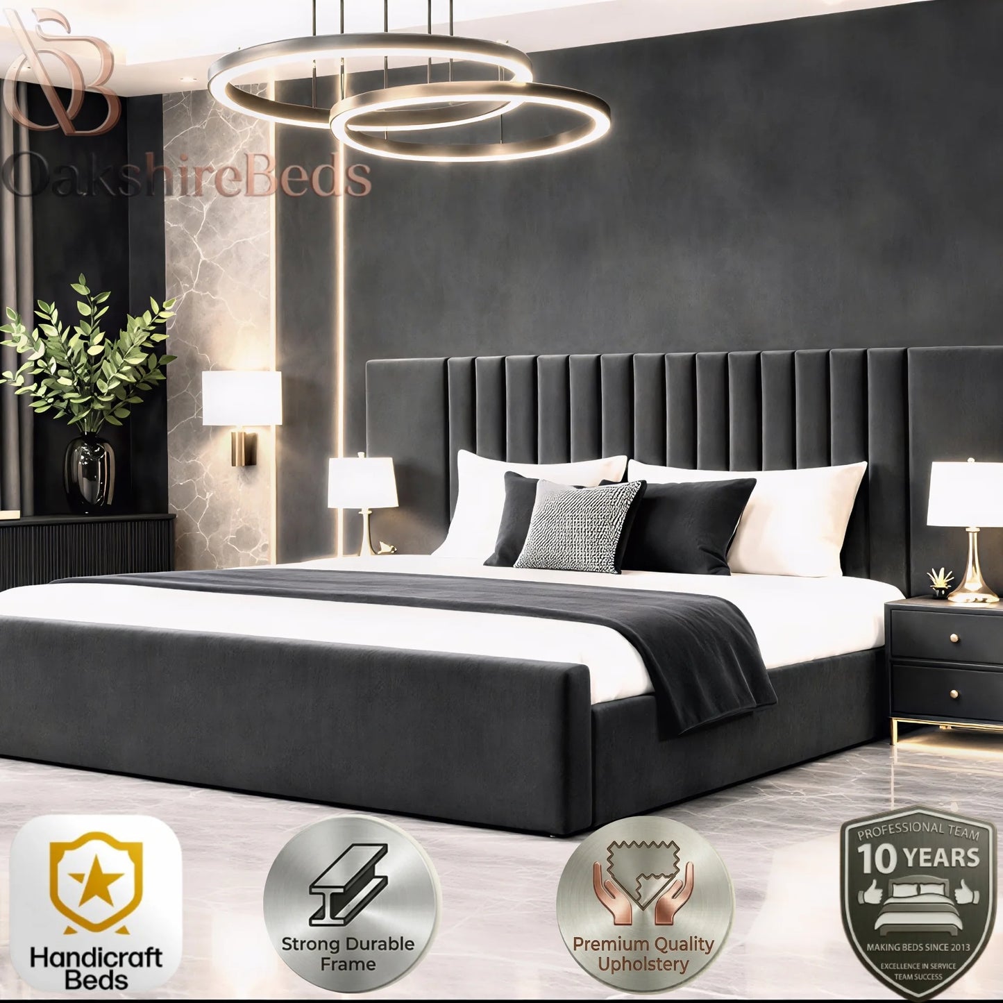 Luxury Winged Upholstered Bed UK | Leonardo Bed 14” Extended Design