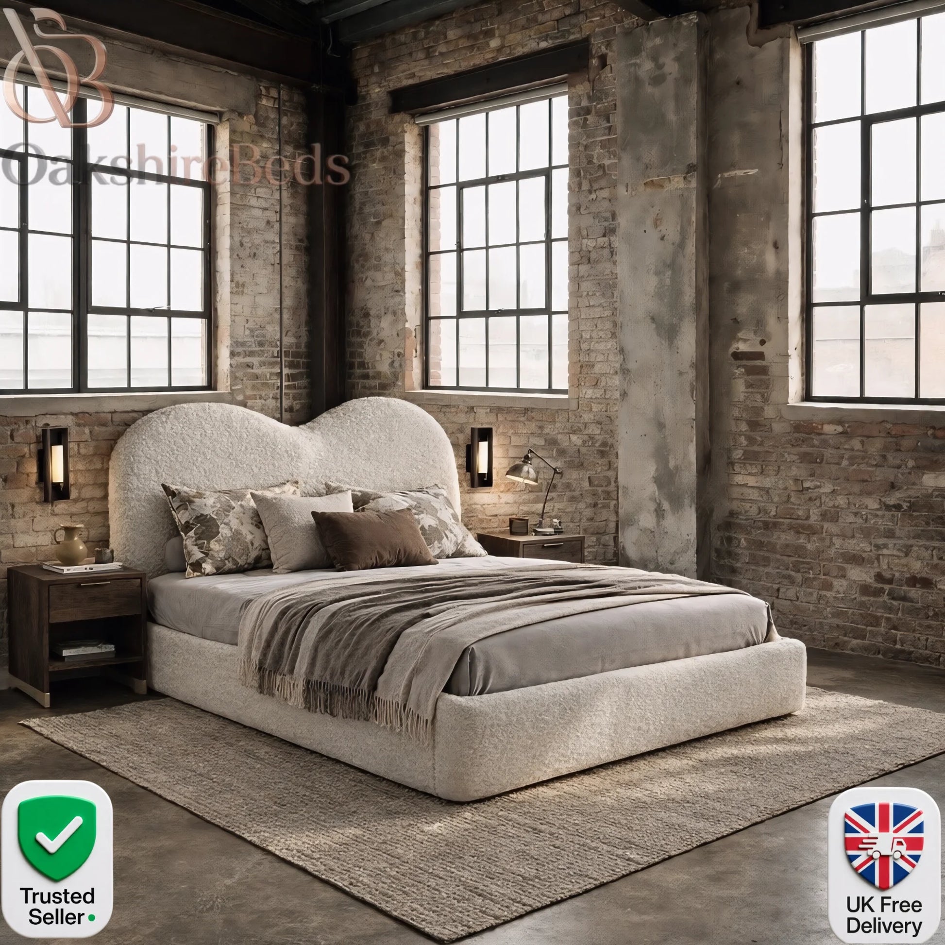 Maison Amour Bed luxury teddy bouclé upholstered storage bed by OakshireBeds UK