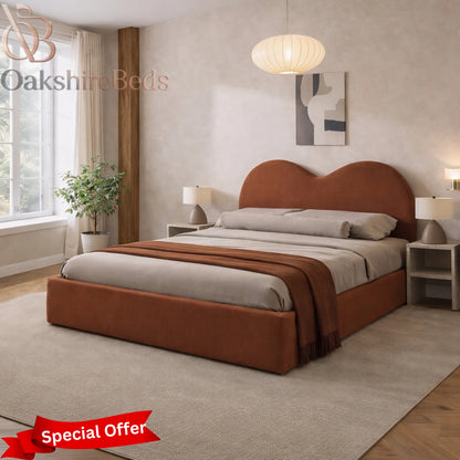 Maison Amour Bed UK with soft teddy bouclé fabric and modern upholstered design