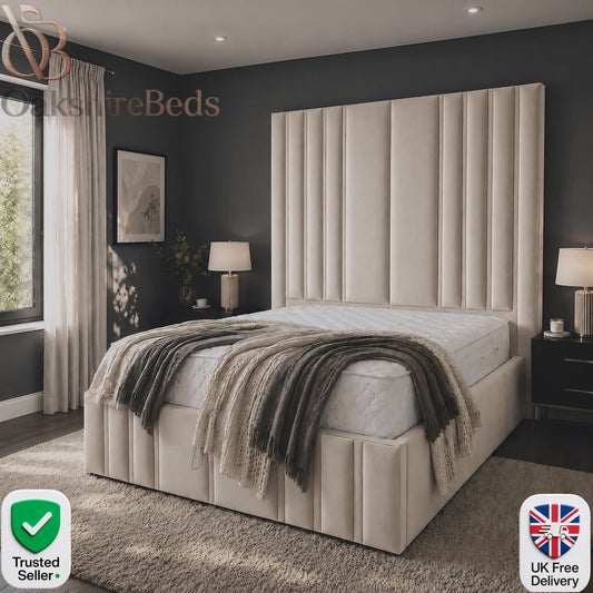 Marcello High Storage Bed UK | 18" Luxury Upholstered Ottoman Storage Bed | OakshireBeds