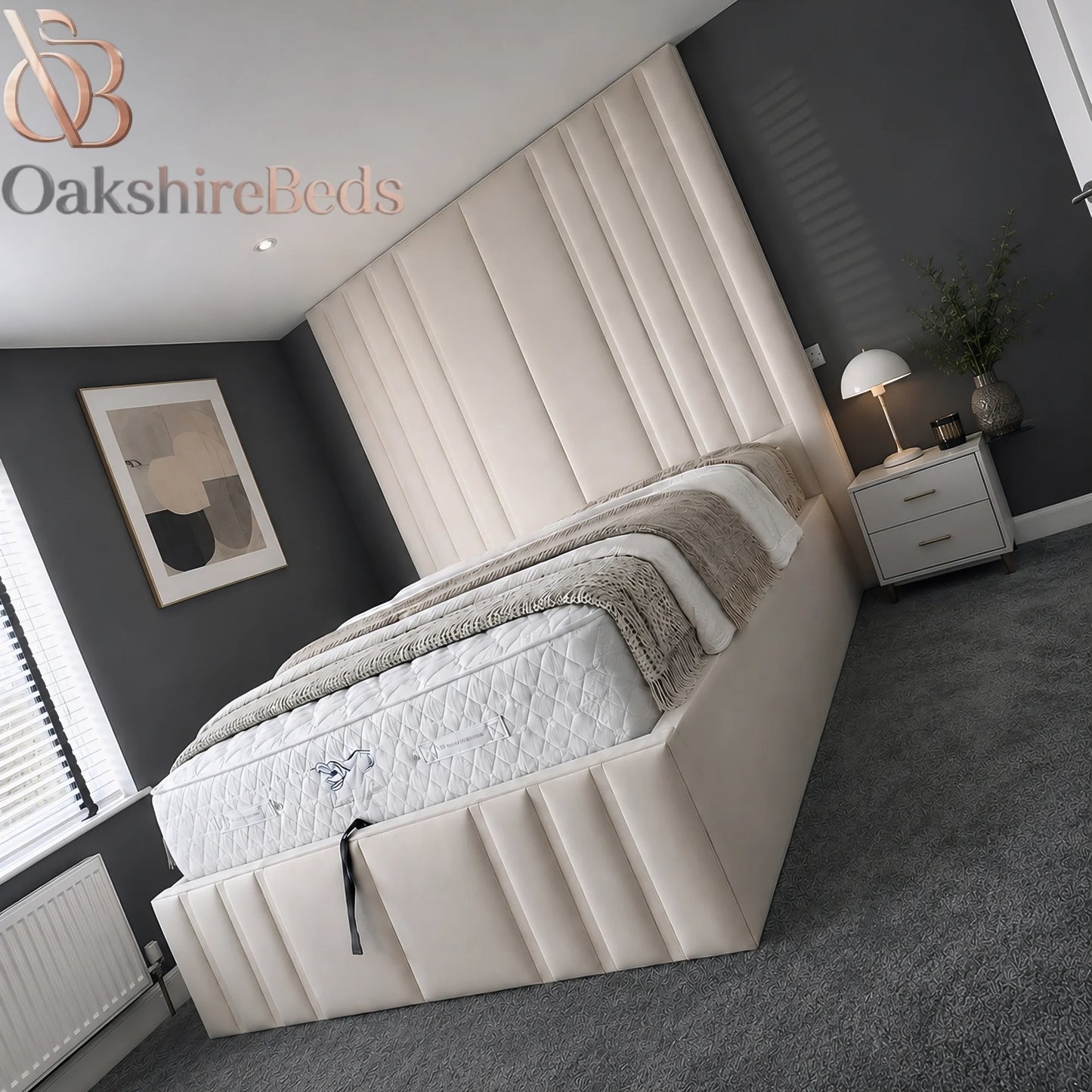 Marcello High Storage Bed UK | 18" Luxury Upholstered Ottoman Storage Bed | OakshireBeds