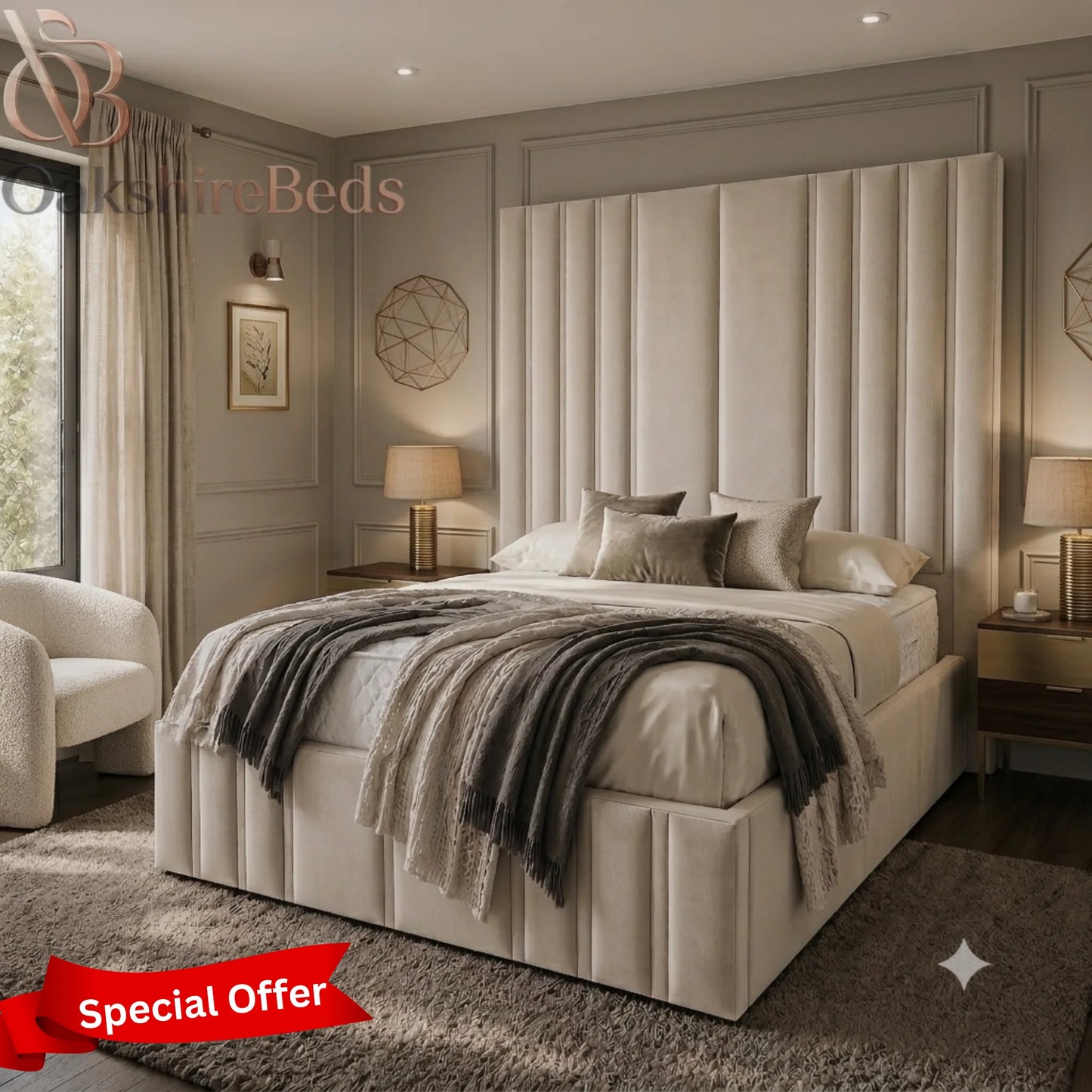 Marcello High Storage Bed UK | 18" Luxury Upholstered Ottoman Storage Bed | OakshireBeds