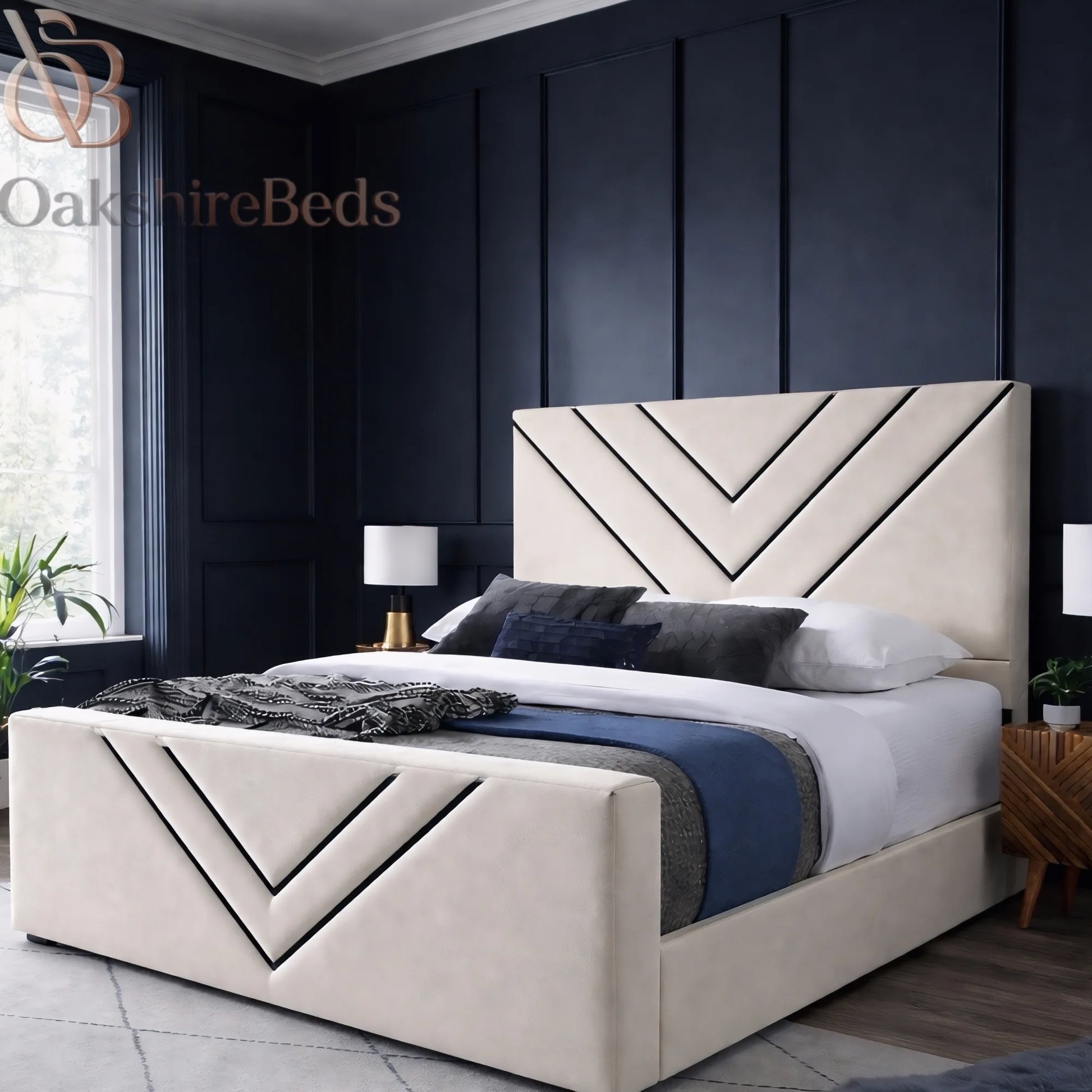 Mason V Trim Bed size chart showing single double king and super king bed dimensions UK