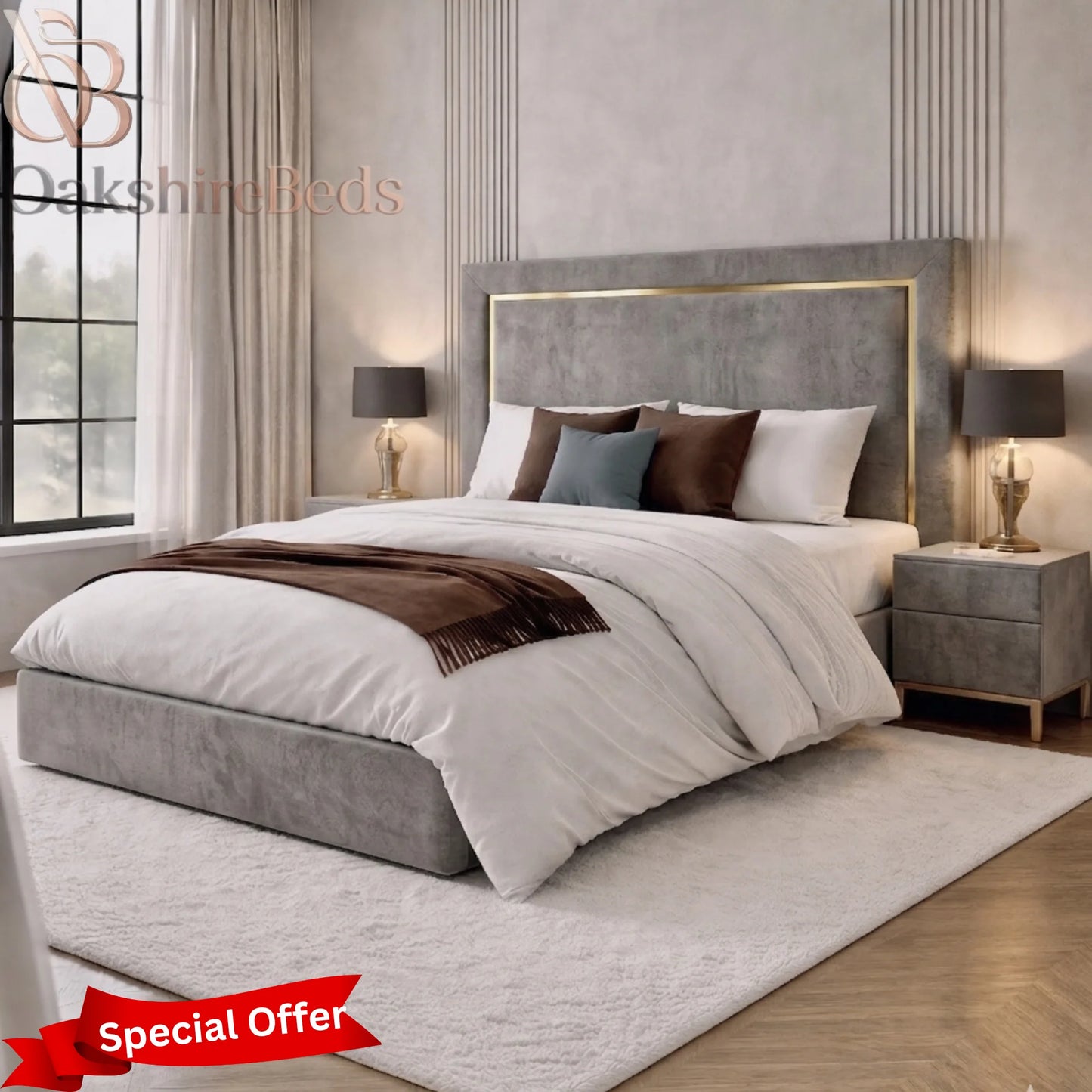 Monroe Trim Bed UK with premium upholstered frame and 12 inch footboard design