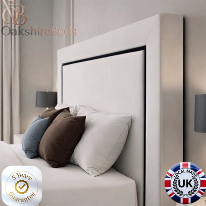 Luxury Monroe Trim Bed side view with designer trim detailing and upholstered finish