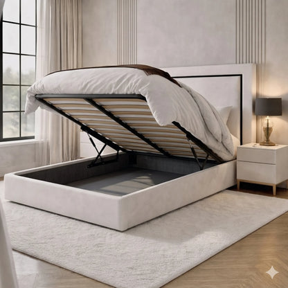 Monroe Trim Bed ottoman storage bed with hidden underbed storage and luxury trim finish
