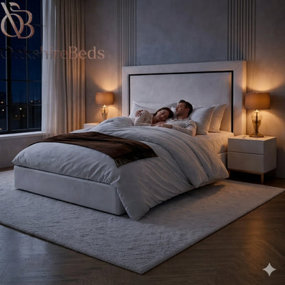 Luxury Monroe Trim Bed side view with designer trim detailing and upholstered finish
