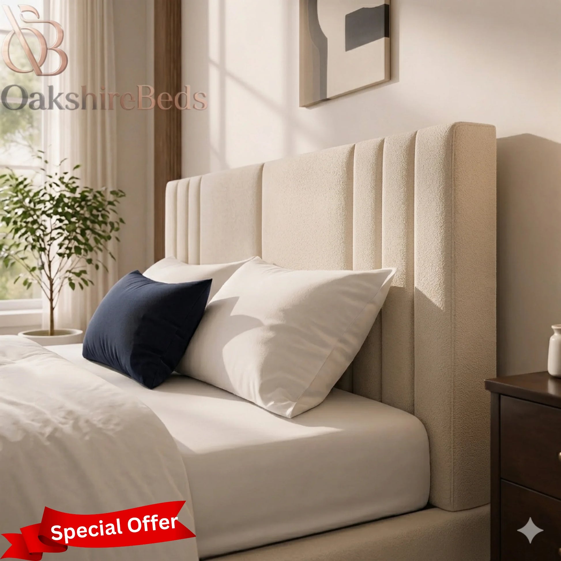 Naples Aura Bed detailed upholstered headboard with premium handcrafted fabric finish