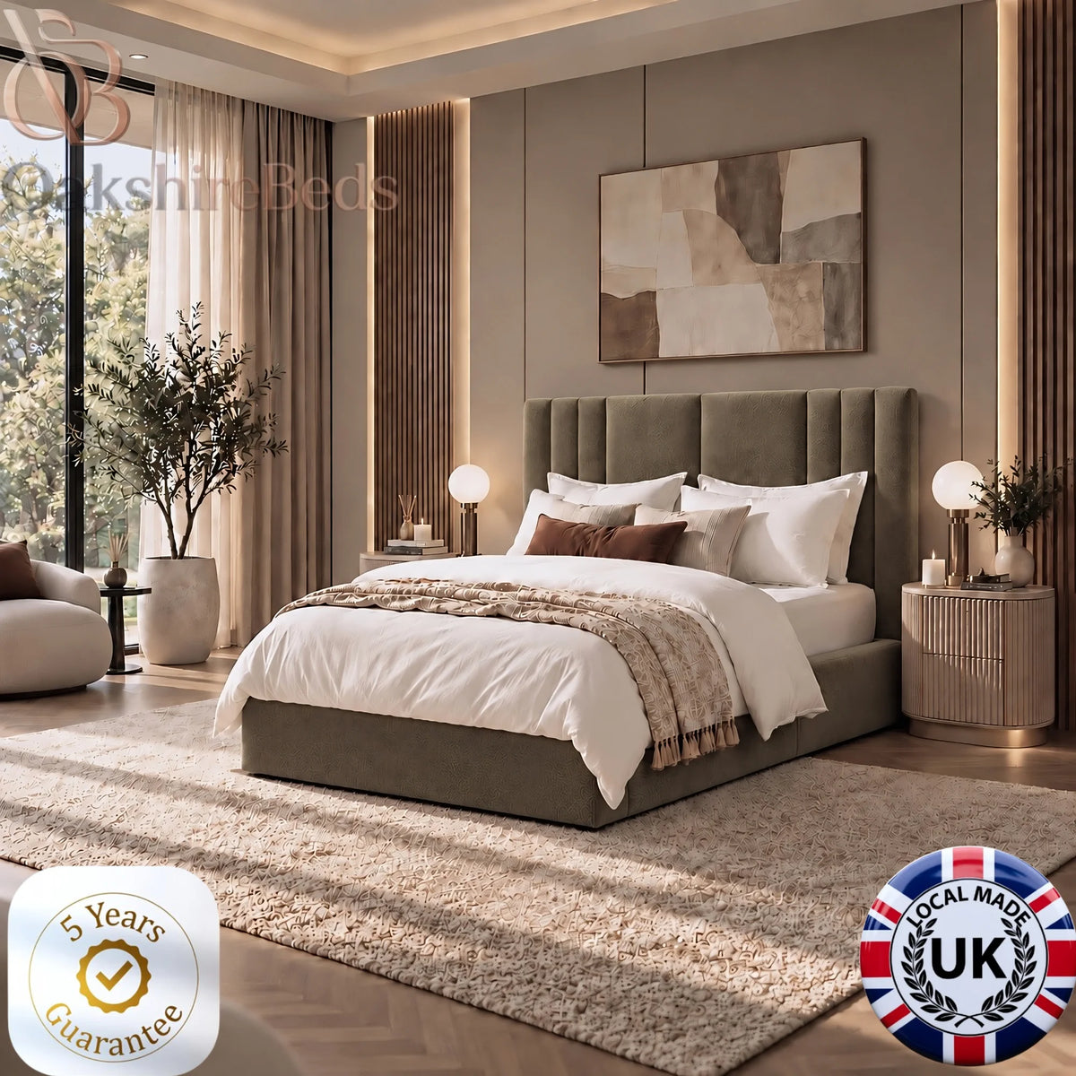 Naples Aura Bed UK | Modern Upholstered Storage Bed | OakshireBeds