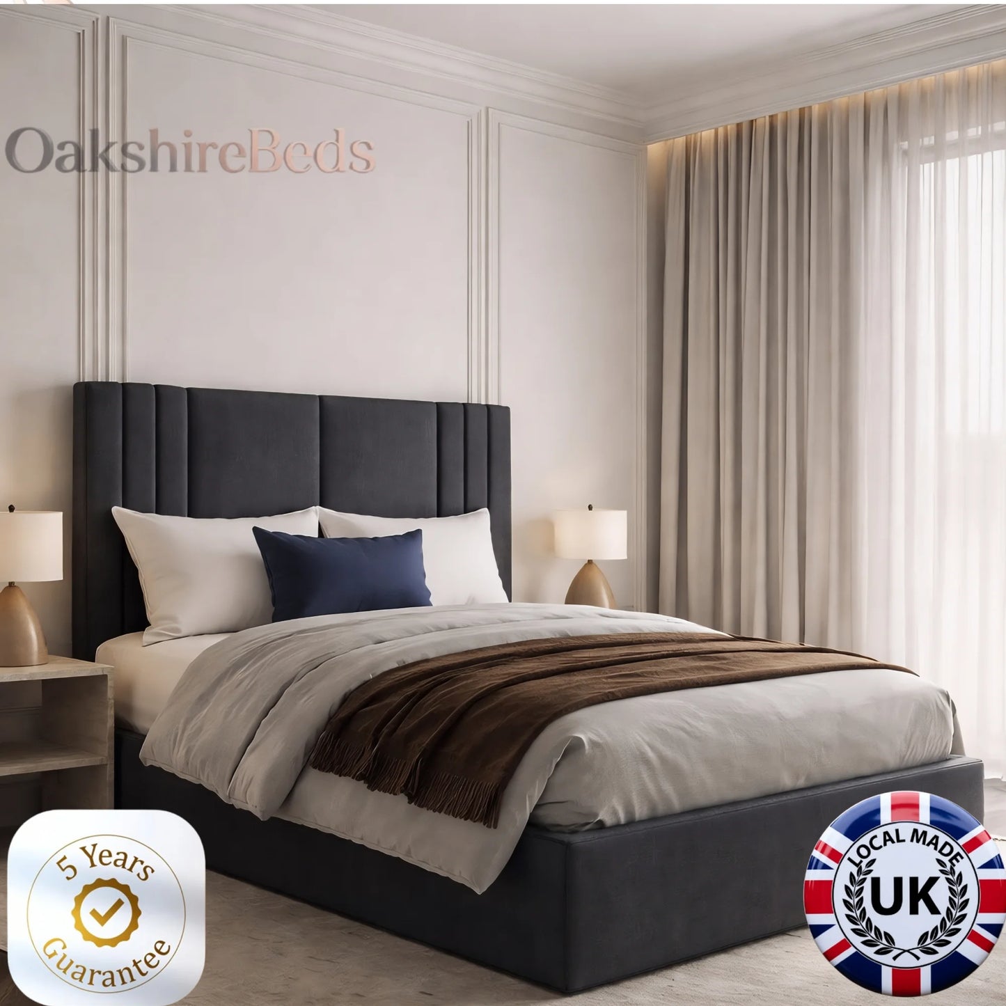Naples Aura Bed UK | Modern Upholstered Storage Bed | OakshireBeds