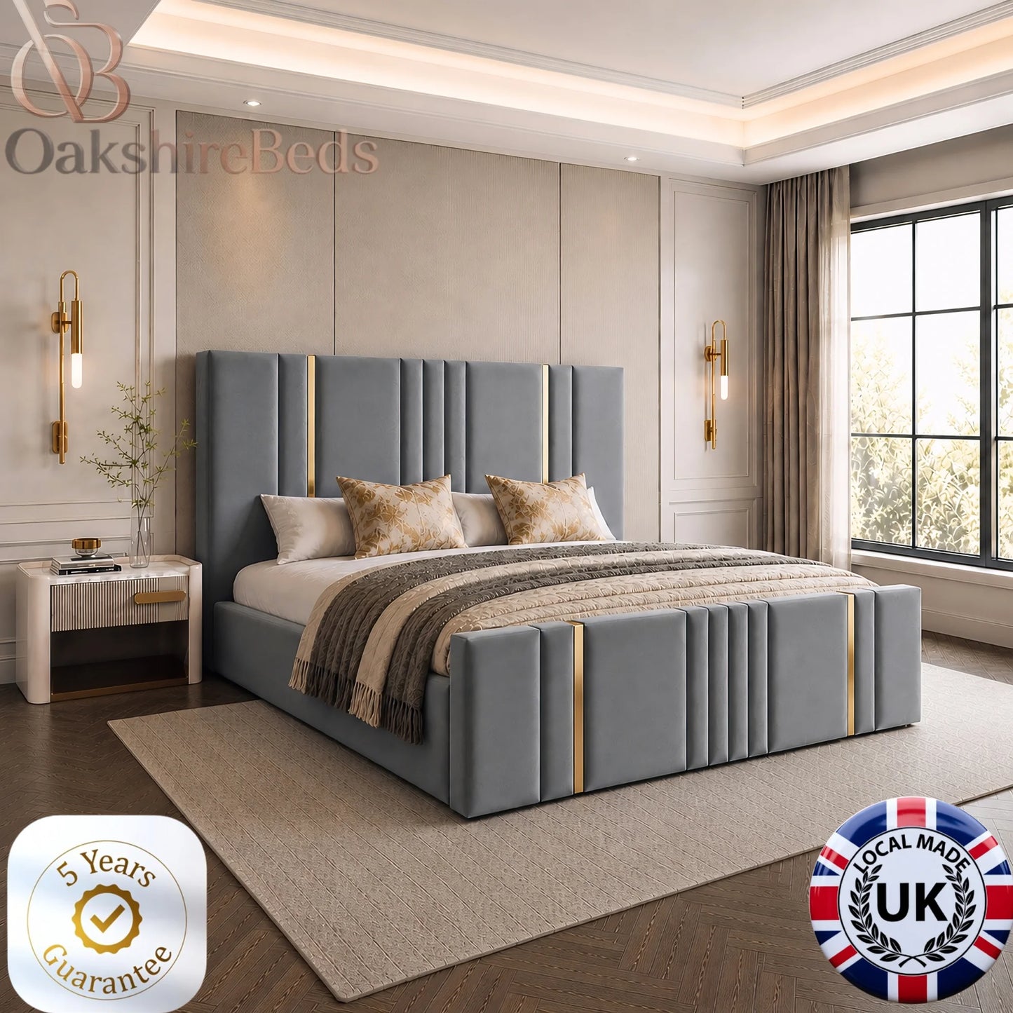 Nash Lane Trim Bed UK | Luxury Upholstered Designer Bed | OakshireBeds