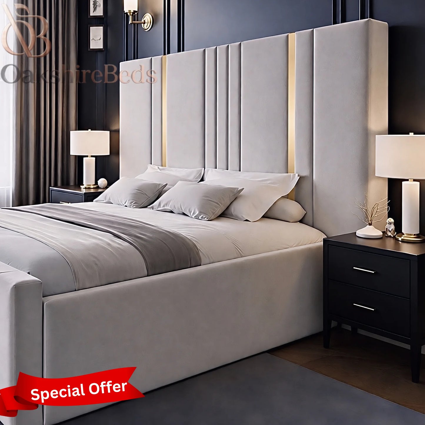 Nash Lane Trim Bed UK | Luxury Upholstered Designer Bed | OakshireBeds