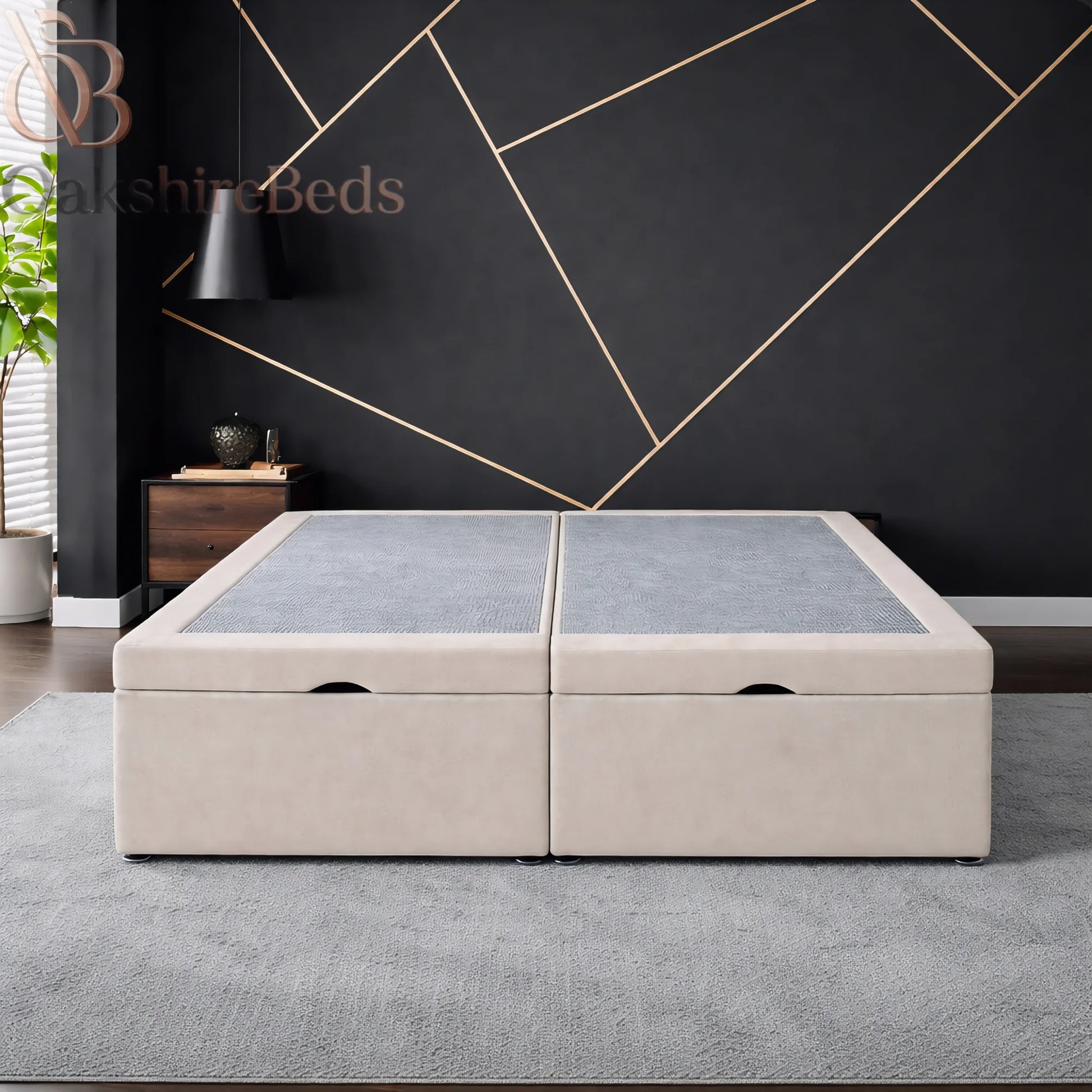 Affordable divan storage base UK with spacious lift up storage and premium upholstered finish