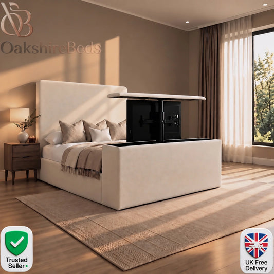 Ostello TV Bed | Upholstered TV Lift Bed | OakshireBeds