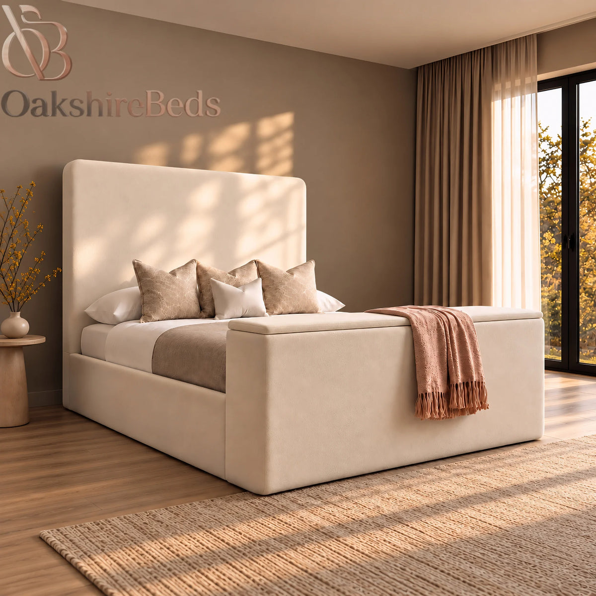Ostello TV Bed | Upholstered TV Lift Bed | OakshireBeds