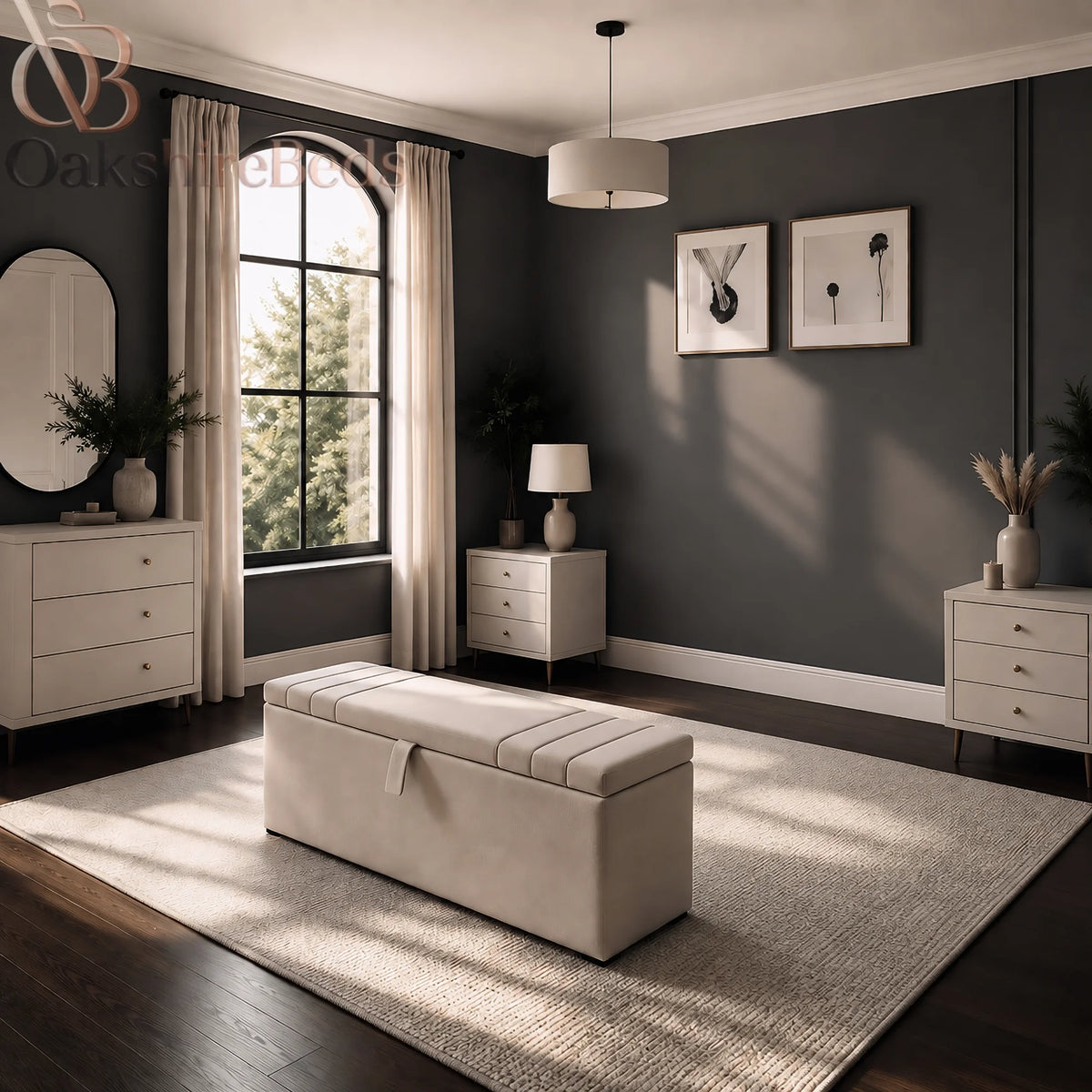 Prague blanket box shown in a contrasting upholstery colour