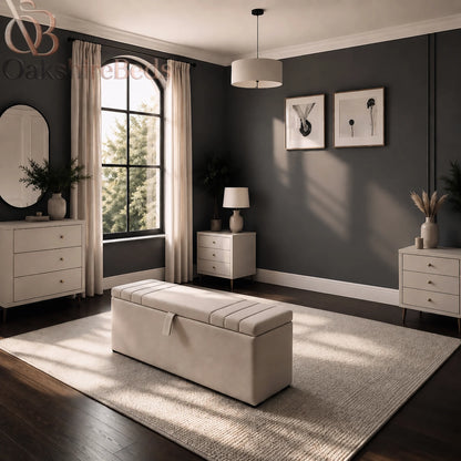 Prague blanket box shown in a contrasting upholstery colour