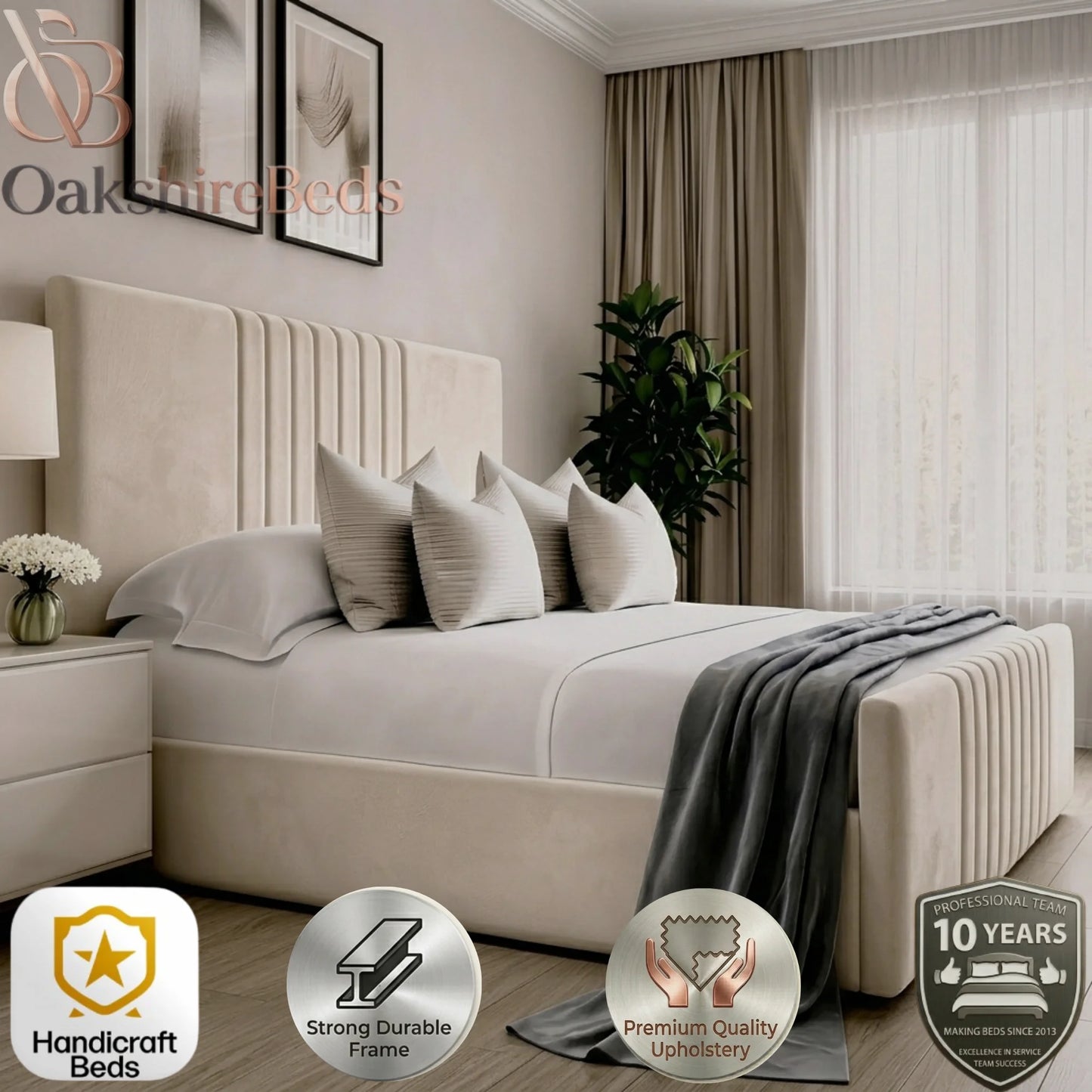 Prague Luxury Upholstered Bed Frame with Storage Options | OakshireBeds UK