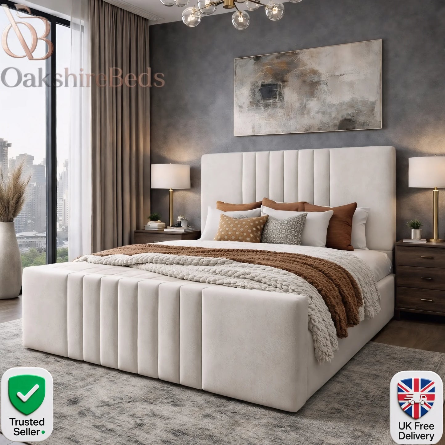 Prague Luxury Upholstered Bed Frame with Storage Options | OakshireBeds UK