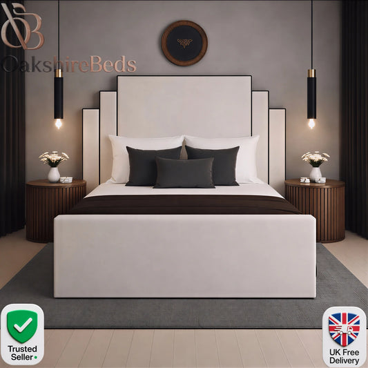 Reina Luxury Upholstered Bed Frame with Ottoman Storage | OakshireBeds UK