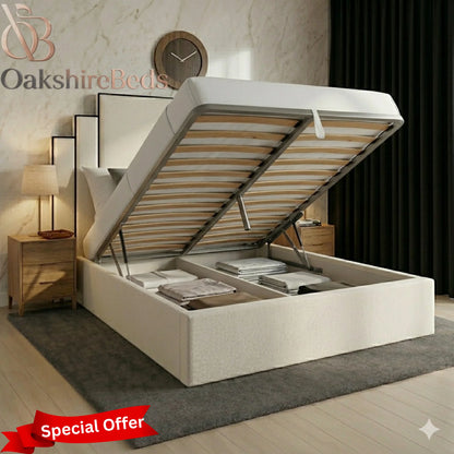 Reina Luxury Upholstered Bed Frame with Ottoman Storage | OakshireBeds UK