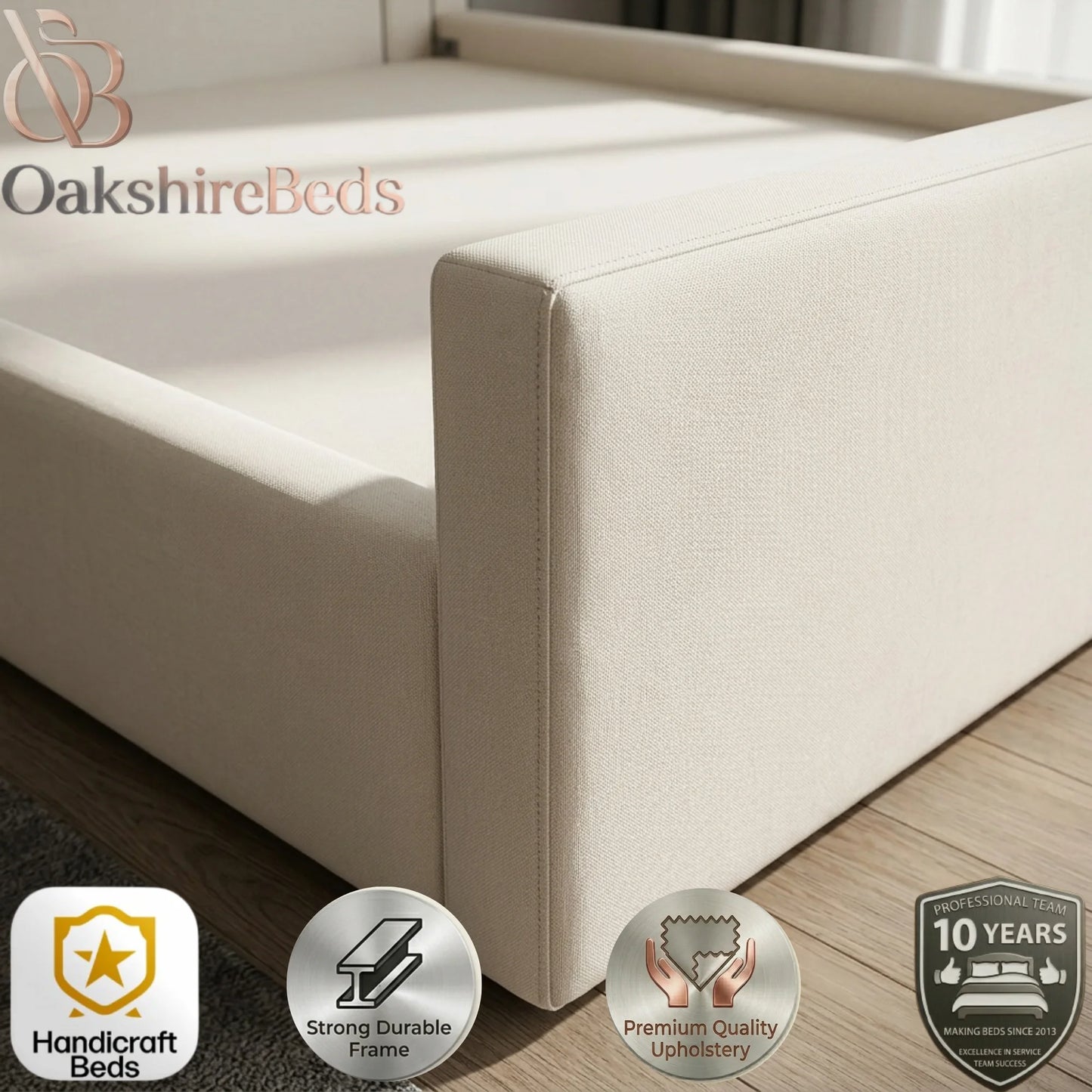 Reina Luxury Upholstered Bed Frame with Ottoman Storage | OakshireBeds UK