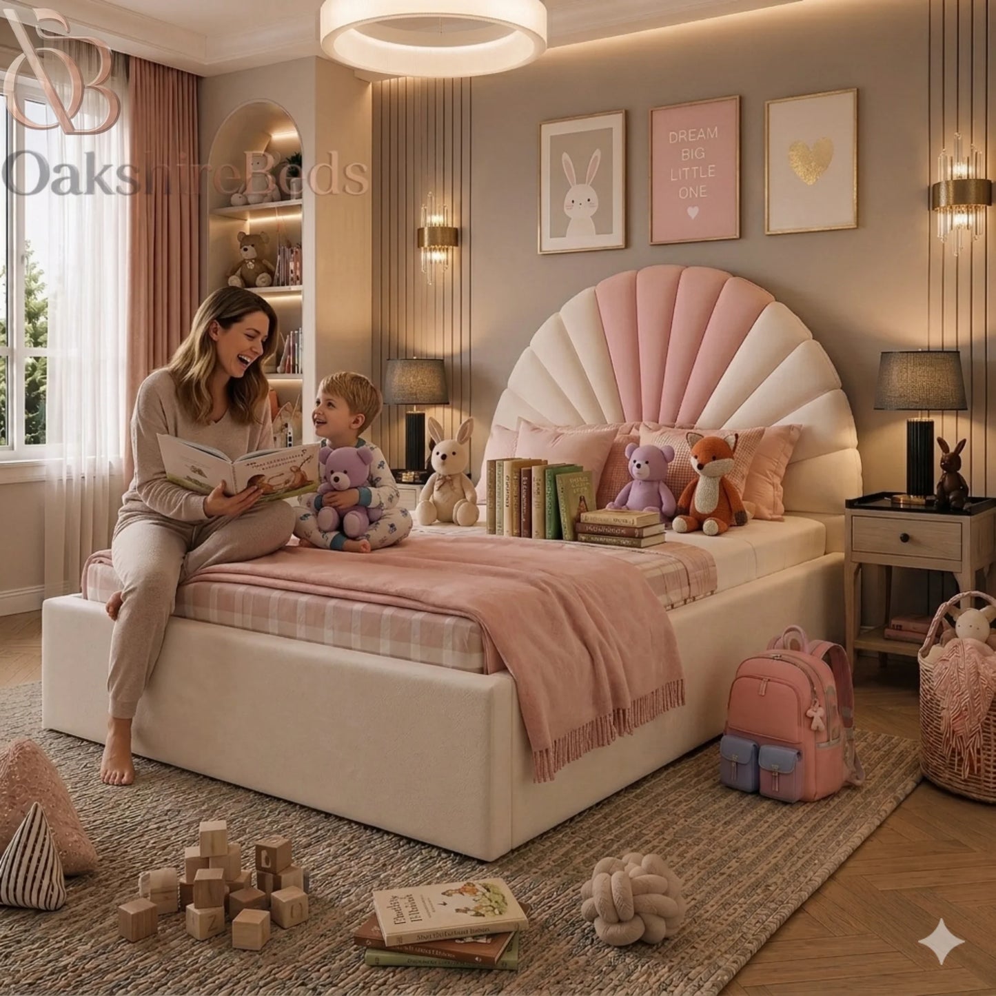 Roison Kids Bed UK | Luxury Upholstered Kids Bed with Safety Rail Option | OakshireBeds