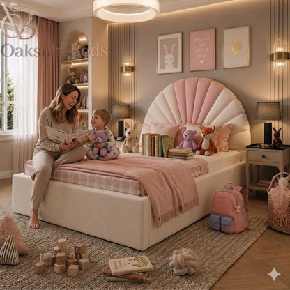 Roison Kids Bed UK | Luxury Upholstered Kids Bed with Safety Rail Option | OakshireBeds