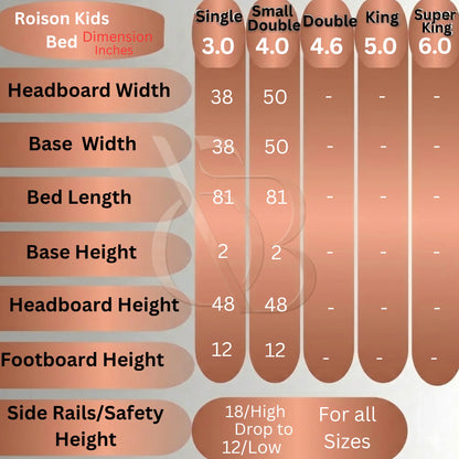 Roison Kids Bed UK | Luxury Upholstered Kids Bed with Safety Rail Option | OakshireBeds
