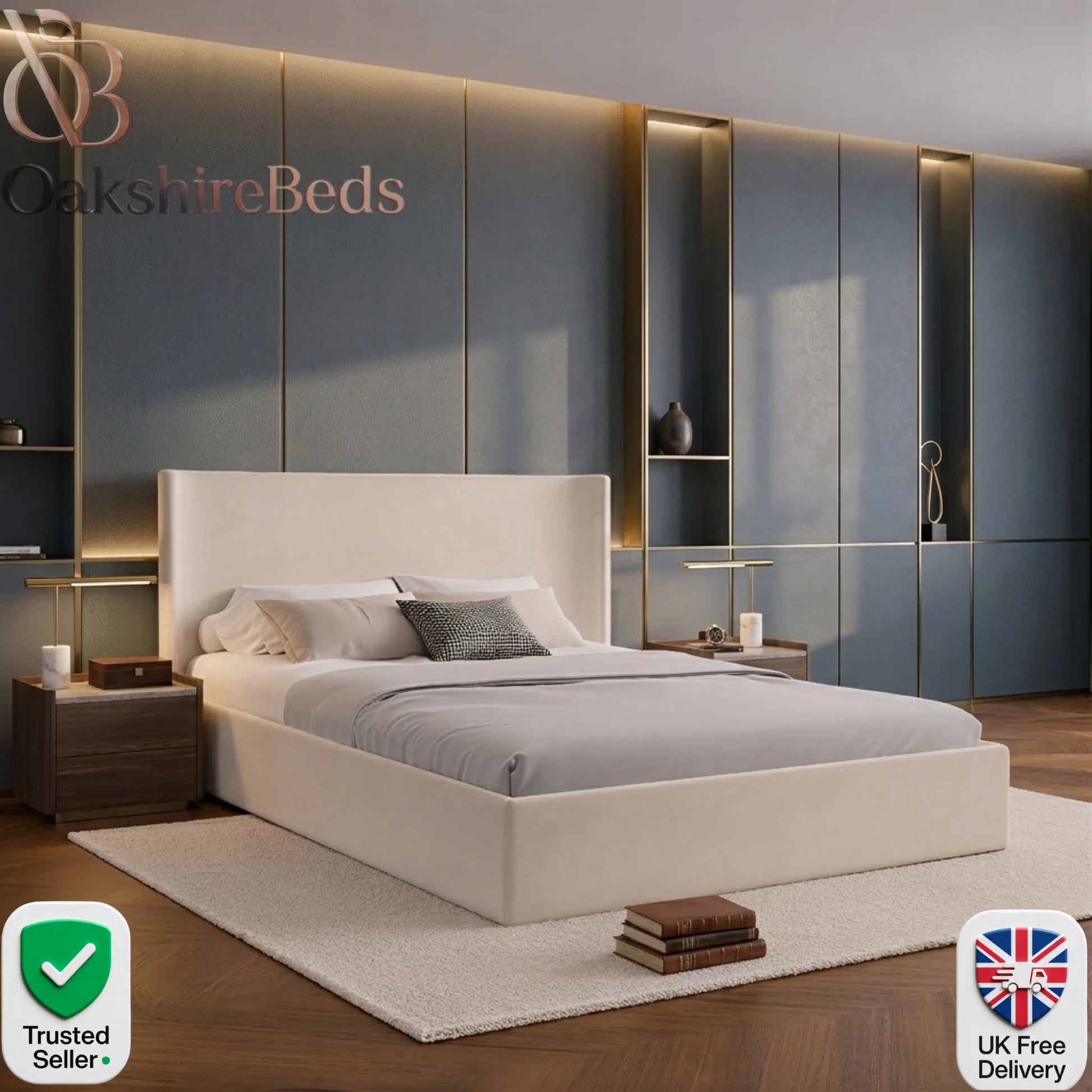 Roma Wingback Bed Luxury Upholstered Bed Frame UK
