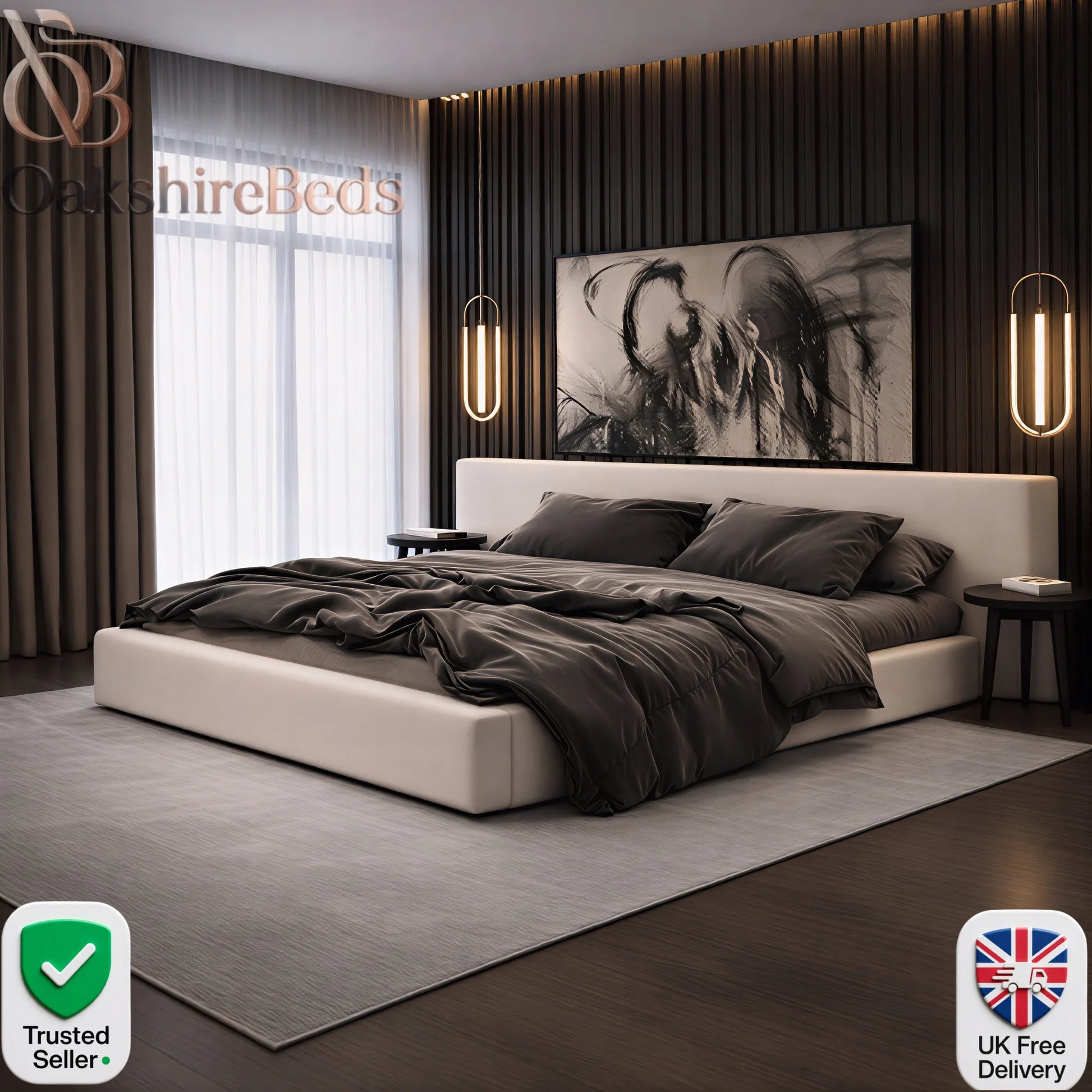 Umbra Bed Frame UK – Modern Upholstered Ottoman Cage Storage Wing Bed | OakshireBeds