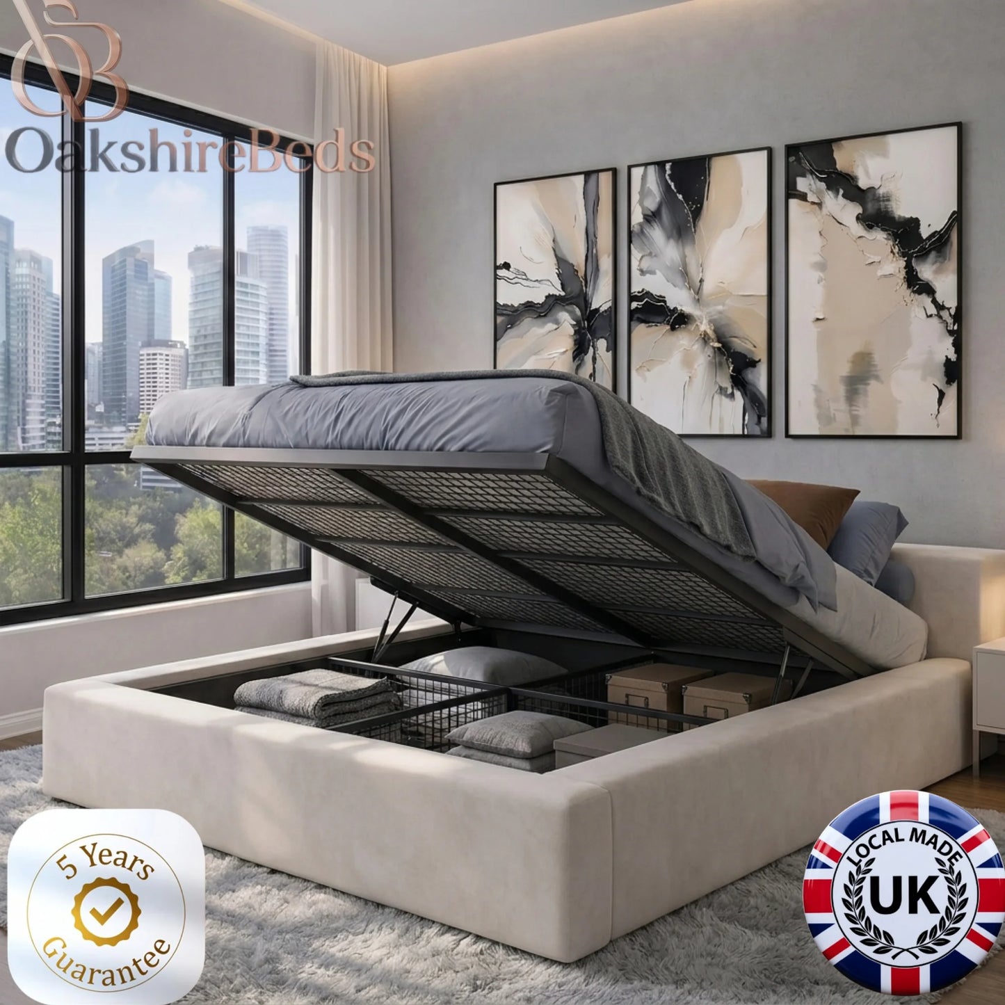 Rowan Ottoman Bed – Luxury Storage Bed Frame | OakshireBeds UK
