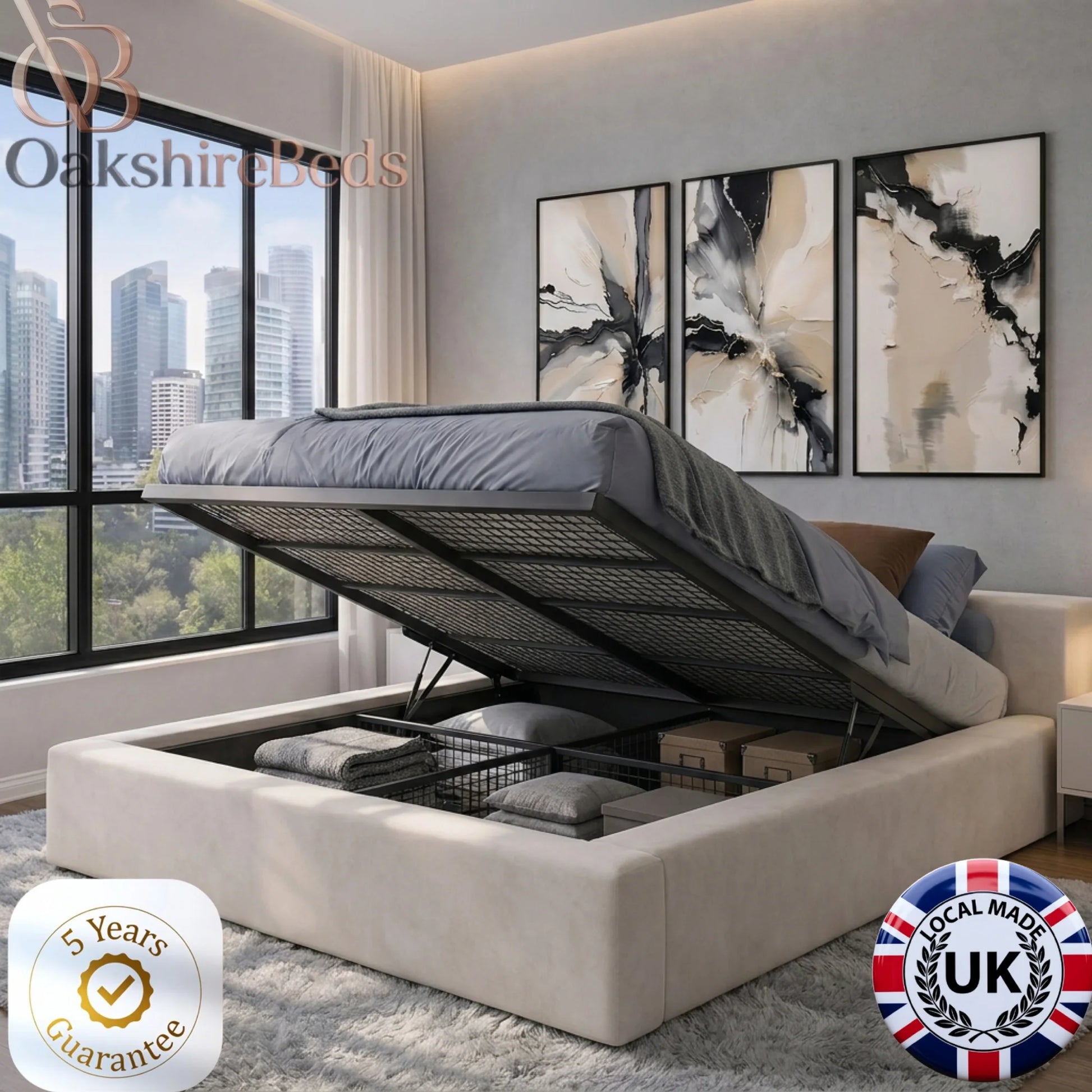 Rowan Ottoman Bed – Luxury Storage Bed Frame | OakshireBeds UK