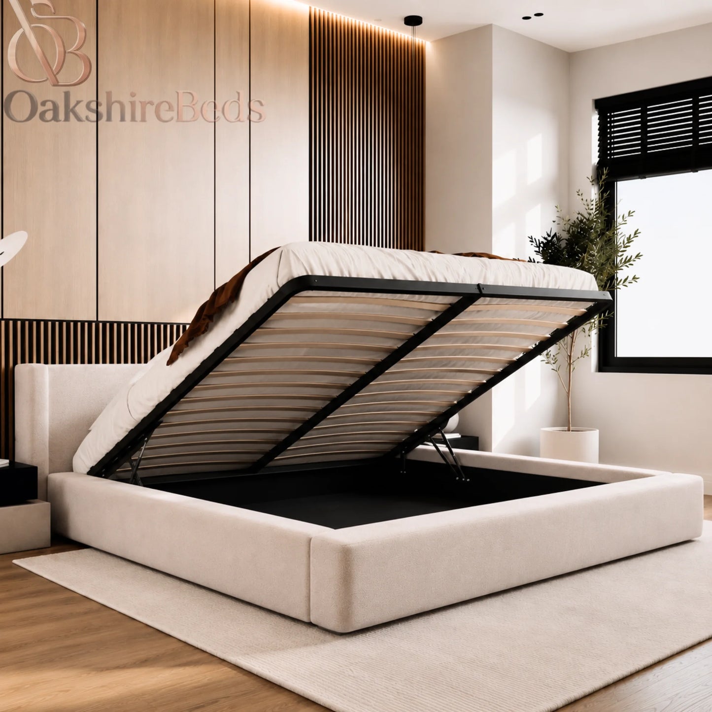 Rowan Ottoman Wing Bed – Luxury Storage Bed Frame | OakshireBeds UK