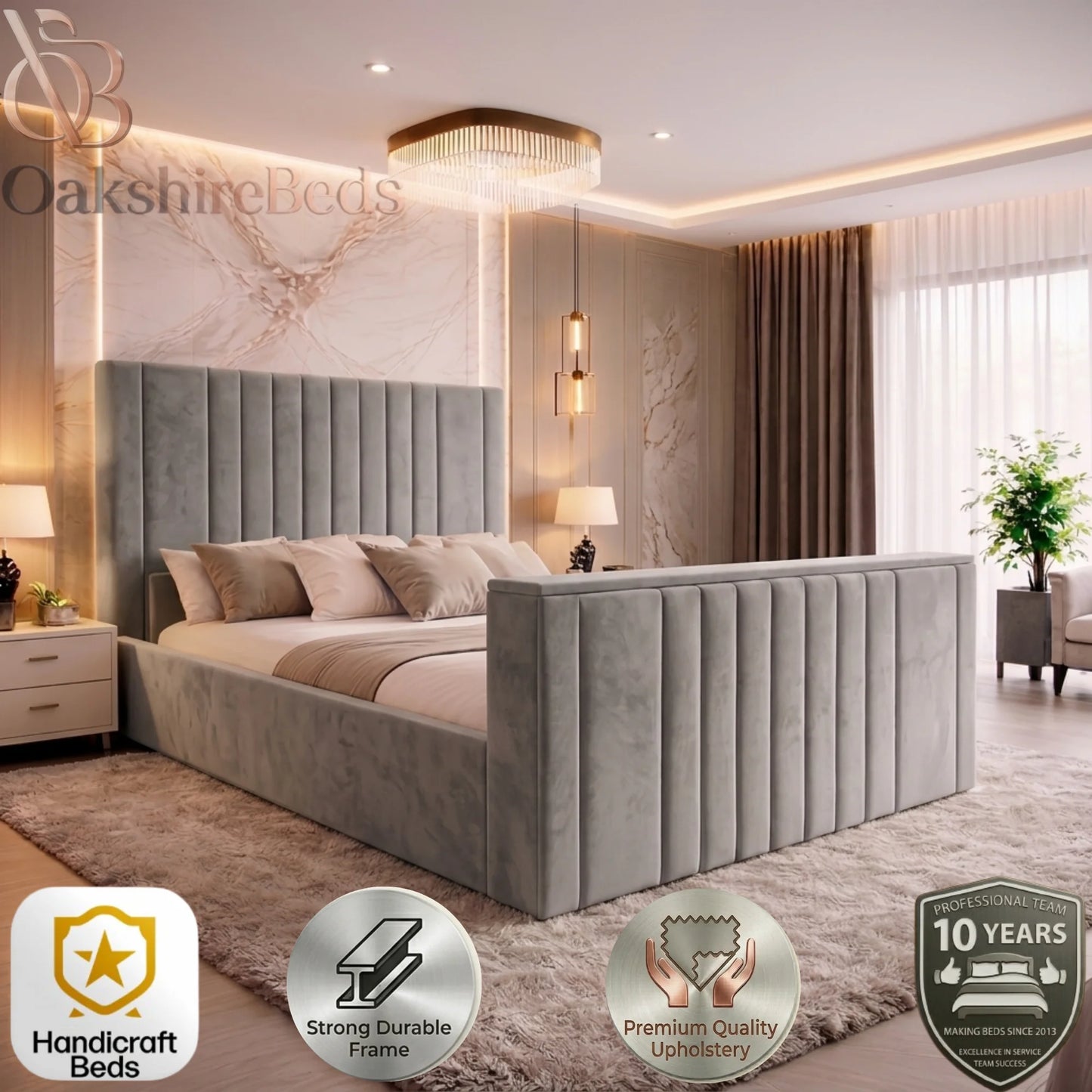 Seraphina Luxe TV Bed – Luxury Upholstered TV Bed Frame UK | OakshireBeds