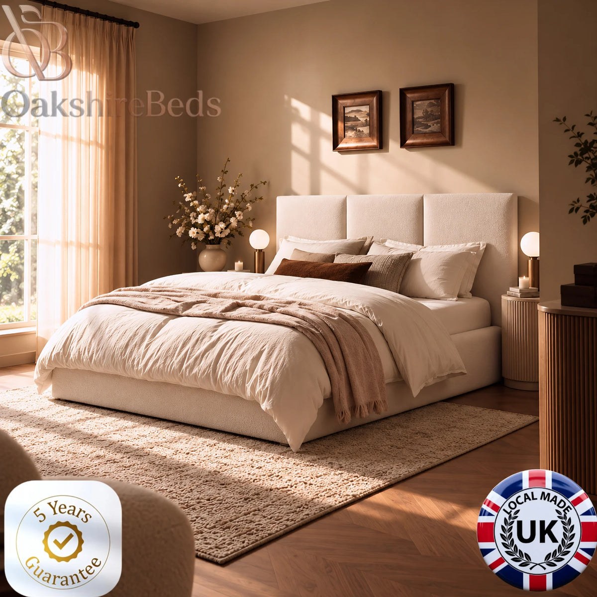 Siena Luxe Luxury Upholstered Bed Frame – Handcrafted Bed UK | OakshireBeds
