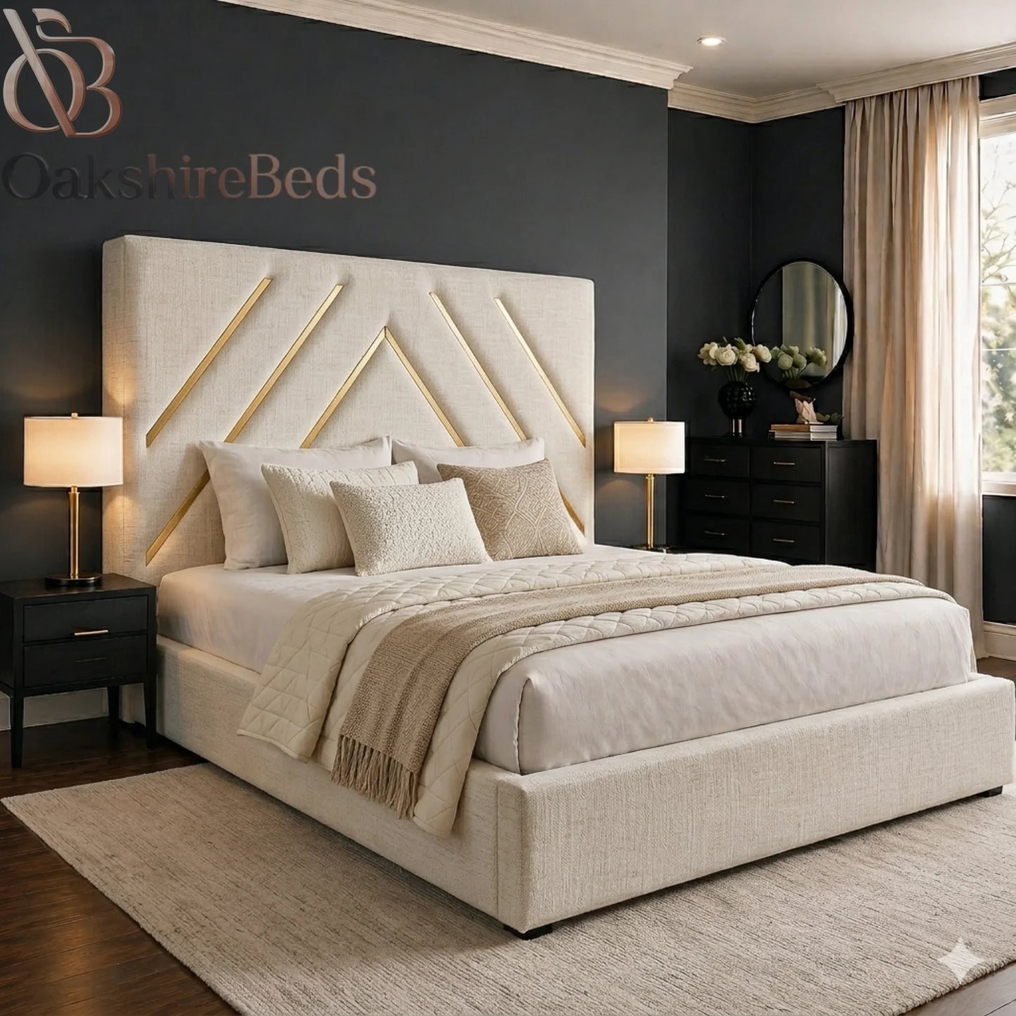 Soma Gold Bed UK | Luxury Trim Bed with Storage | Gold & Silver Bed | OakshireBeds