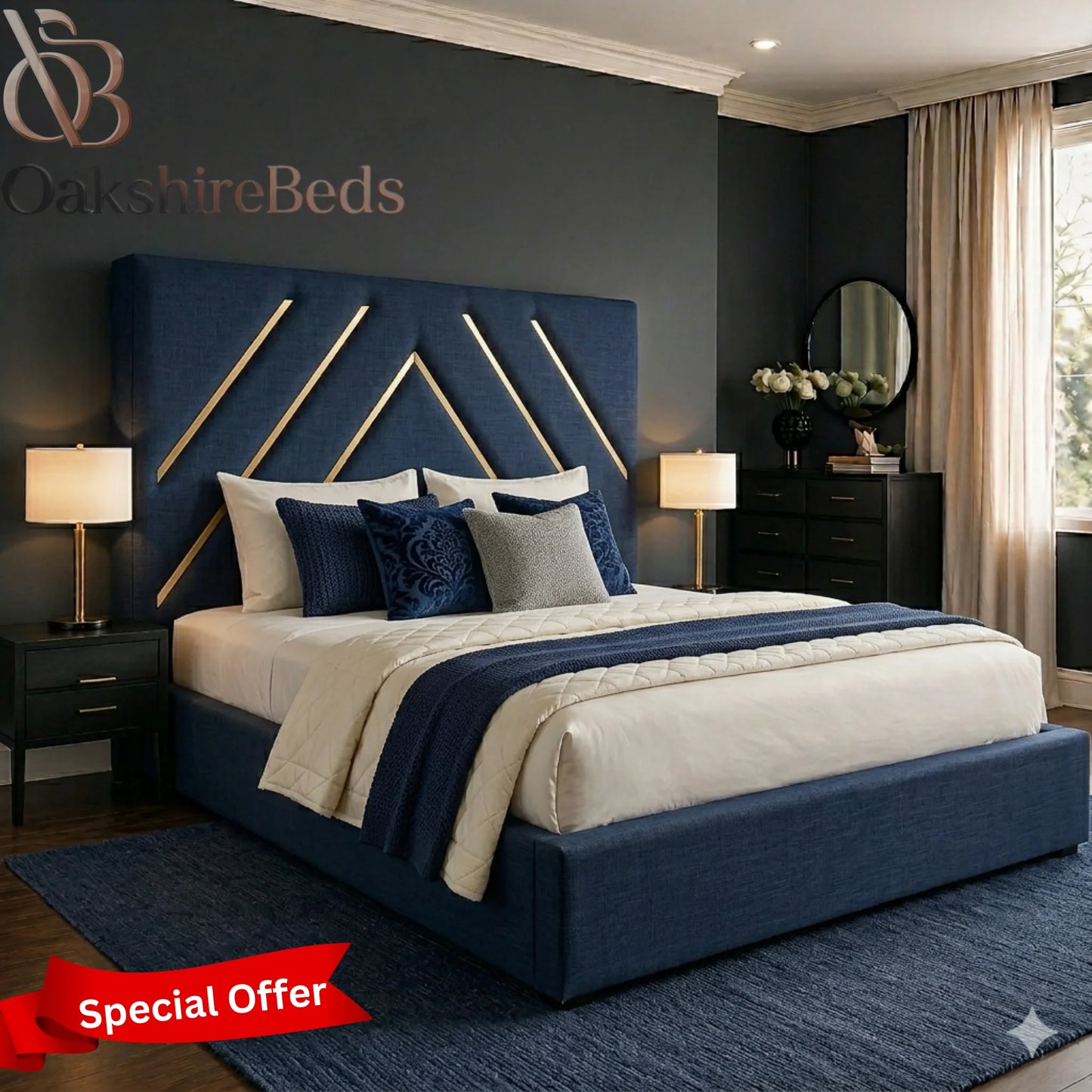 Soma Gold Bed UK | Luxury Trim Bed with Storage | Gold & Silver Bed | OakshireBeds